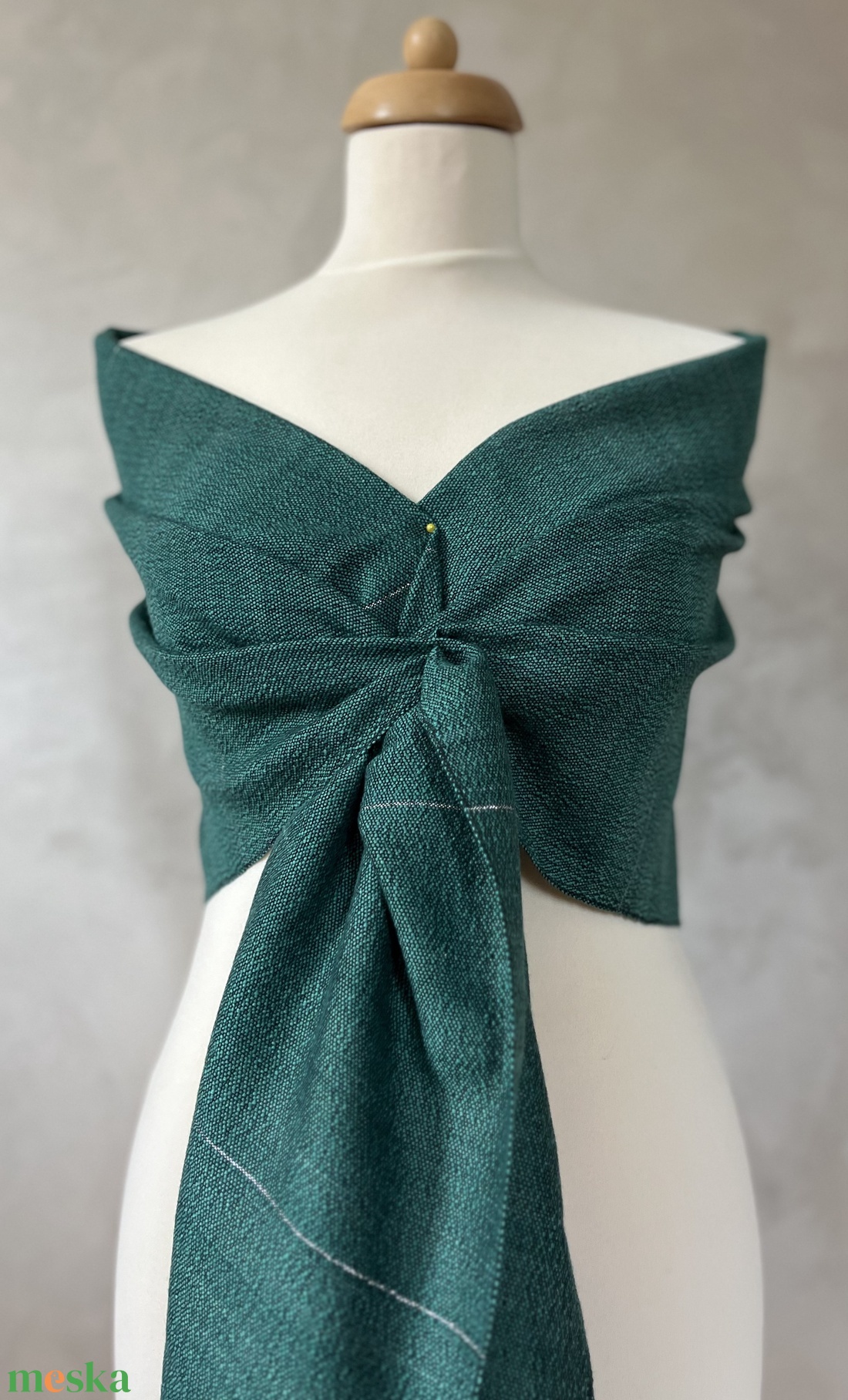 Kézzel szőtt merinó gyapjú sál - Türkíz - ruha & divat - sál, sapka, kendő - sál - Meska.hu