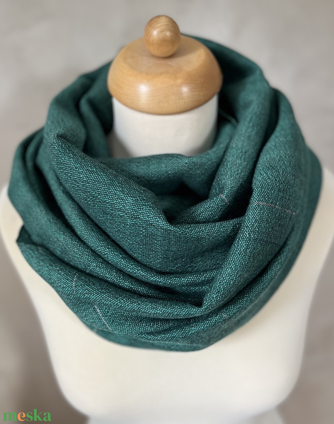 Kézzel szőtt merinó gyapjú sál - Türkíz - ruha & divat - sál, sapka, kendő - sál - Meska.hu