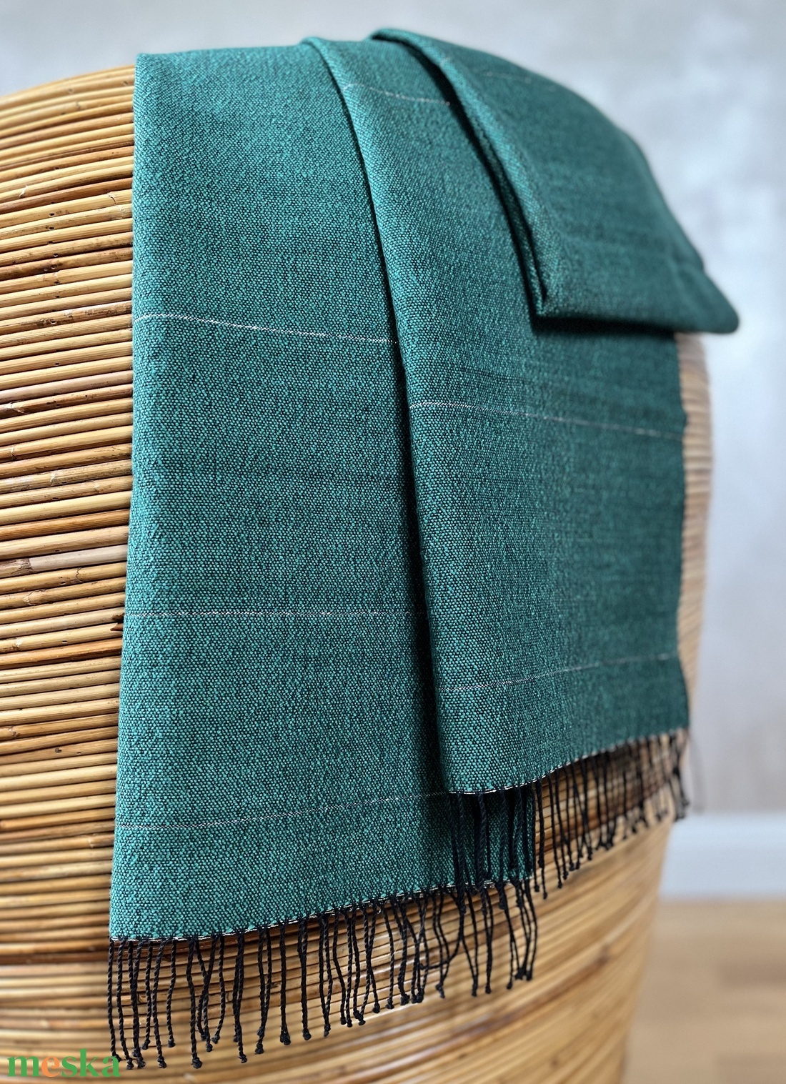 Kézzel szőtt merinó gyapjú sál - Türkíz - ruha & divat - sál, sapka, kendő - sál - Meska.hu