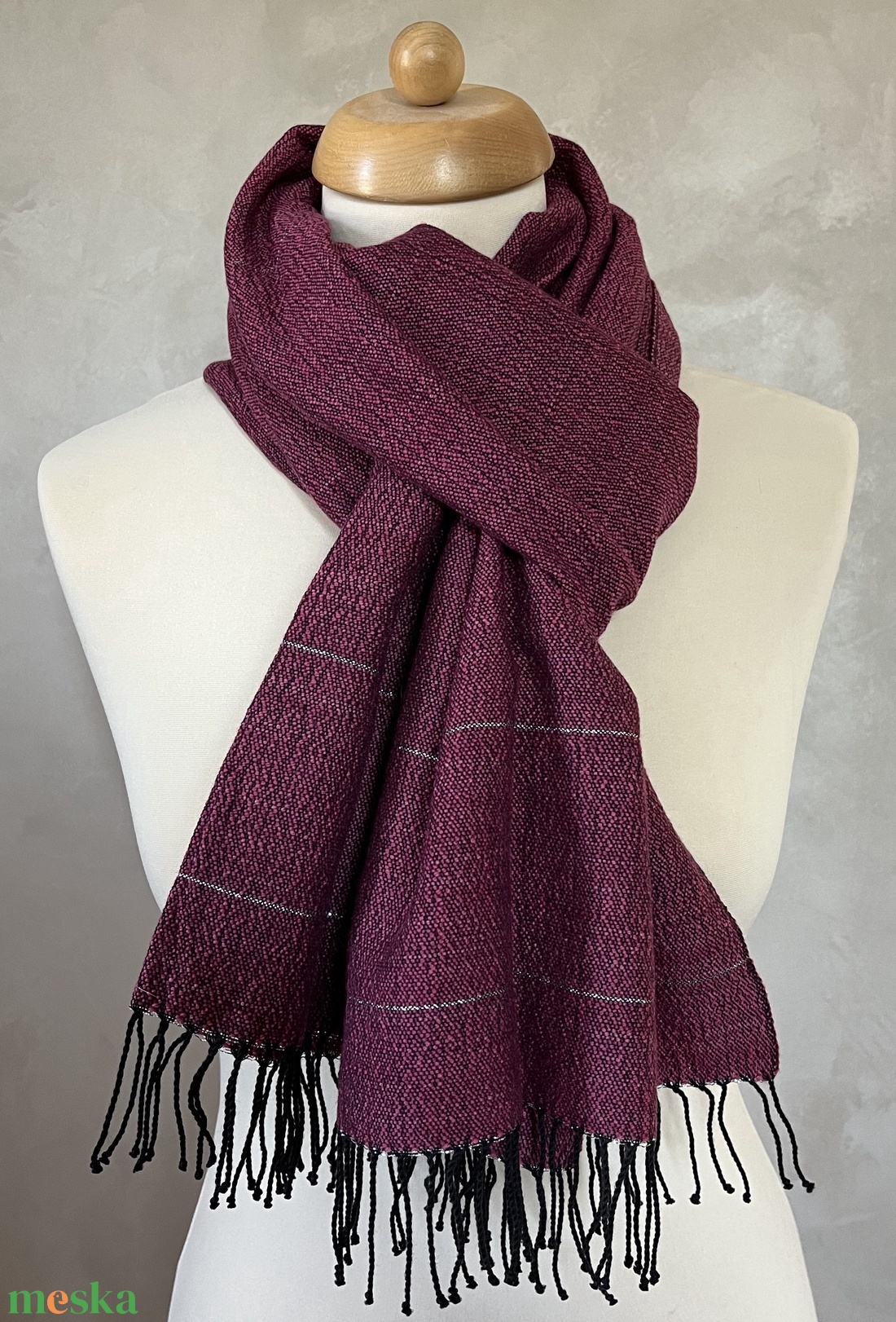 Kézzel szőtt merinó gyapjú sál - Pink - ruha & divat - sál, sapka, kendő - sál - Meska.hu