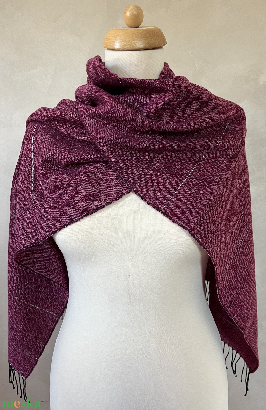 Kézzel szőtt merinó gyapjú sál - Pink - ruha & divat - sál, sapka, kendő - sál - Meska.hu