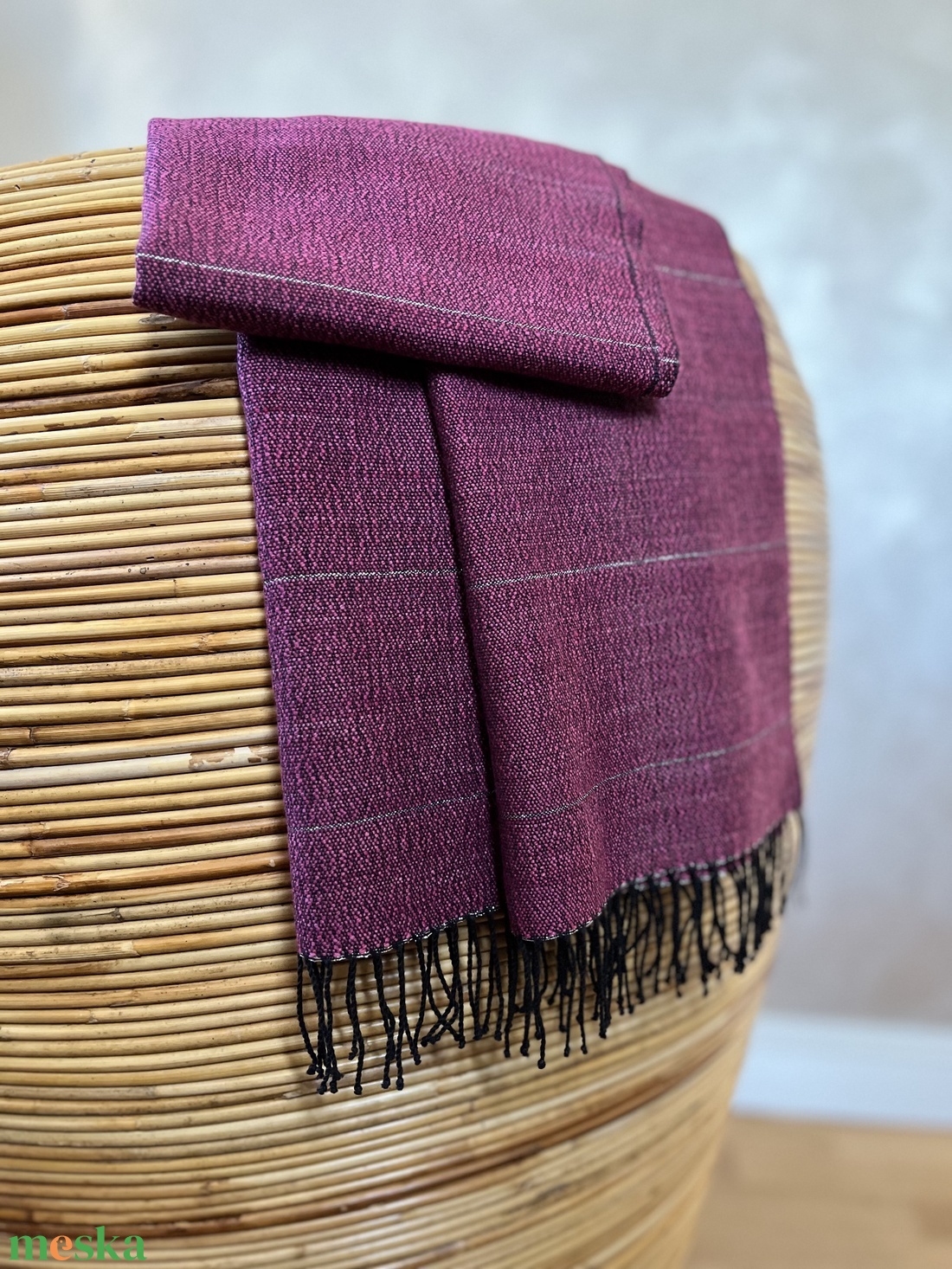 Kézzel szőtt merinó gyapjú sál - Pink - ruha & divat - sál, sapka, kendő - sál - Meska.hu