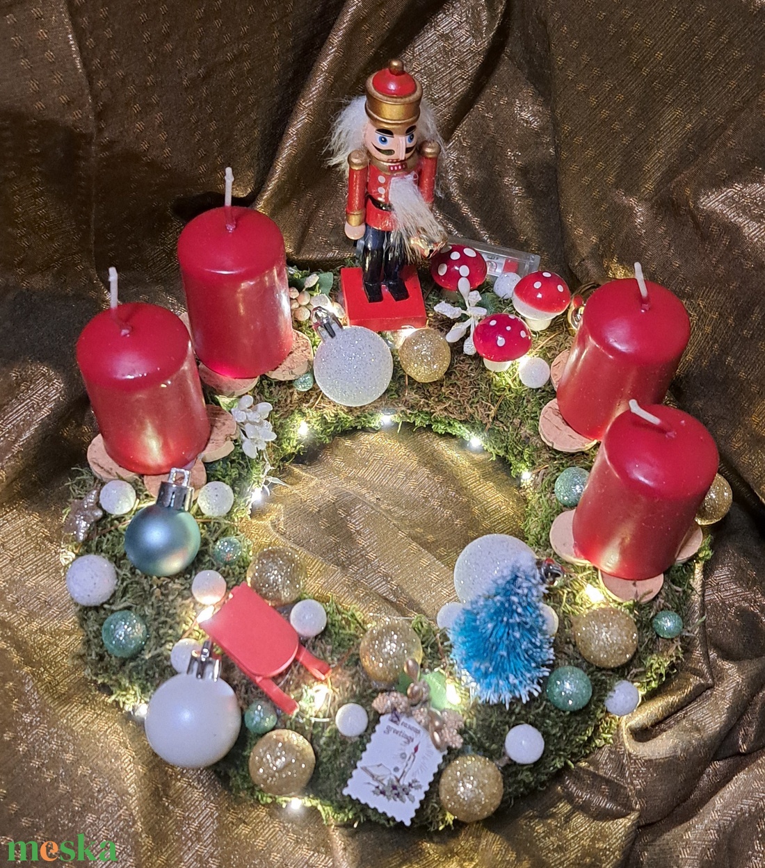 Adventi koszorú világítással - karácsony - adventi díszek - adventi koszorú - Meska.hu