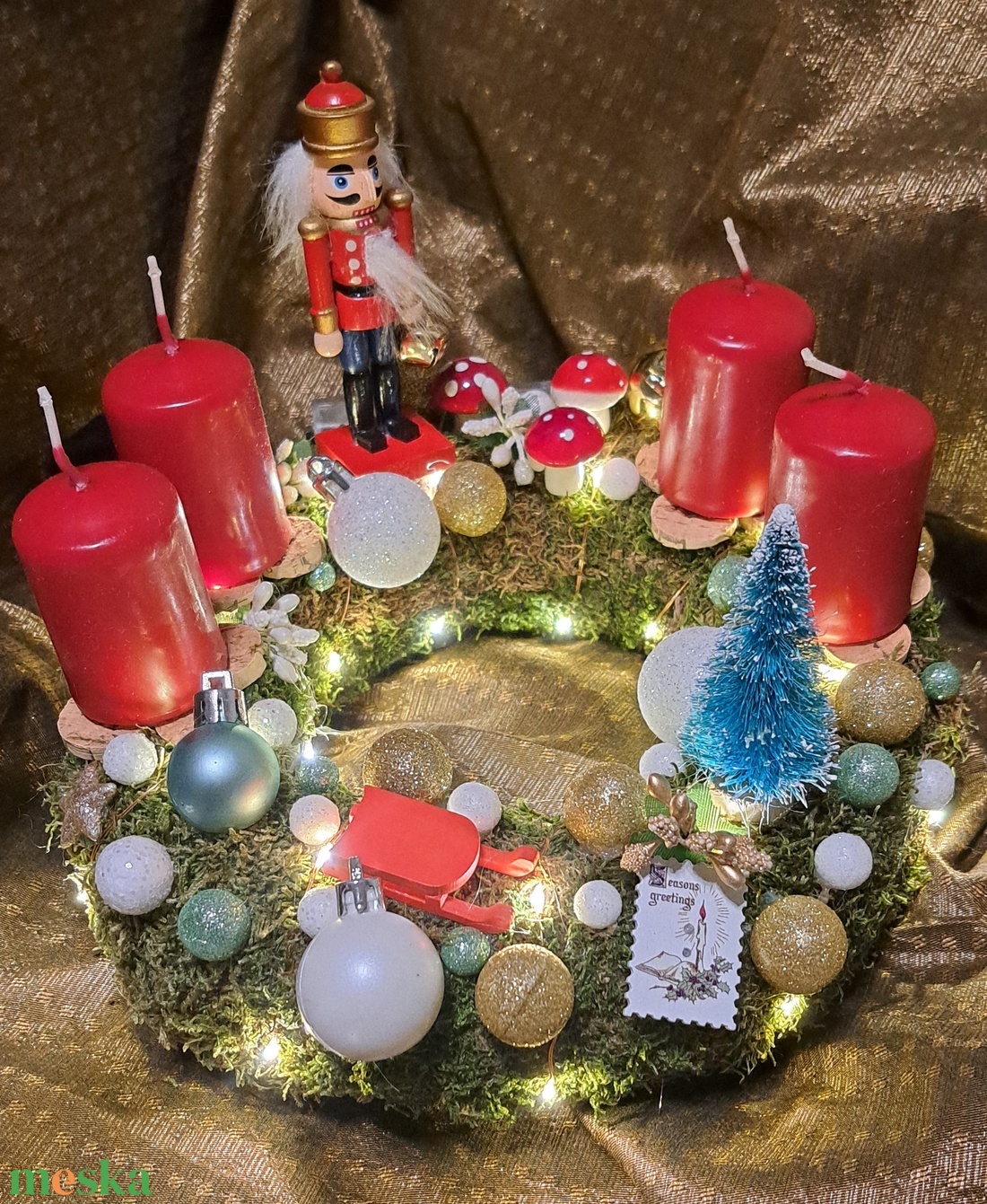 Adventi koszorú világítással - karácsony - adventi díszek - adventi koszorú - Meska.hu