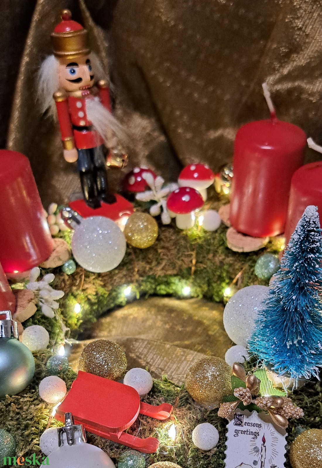 Adventi koszorú világítással - karácsony - adventi díszek - adventi koszorú - Meska.hu