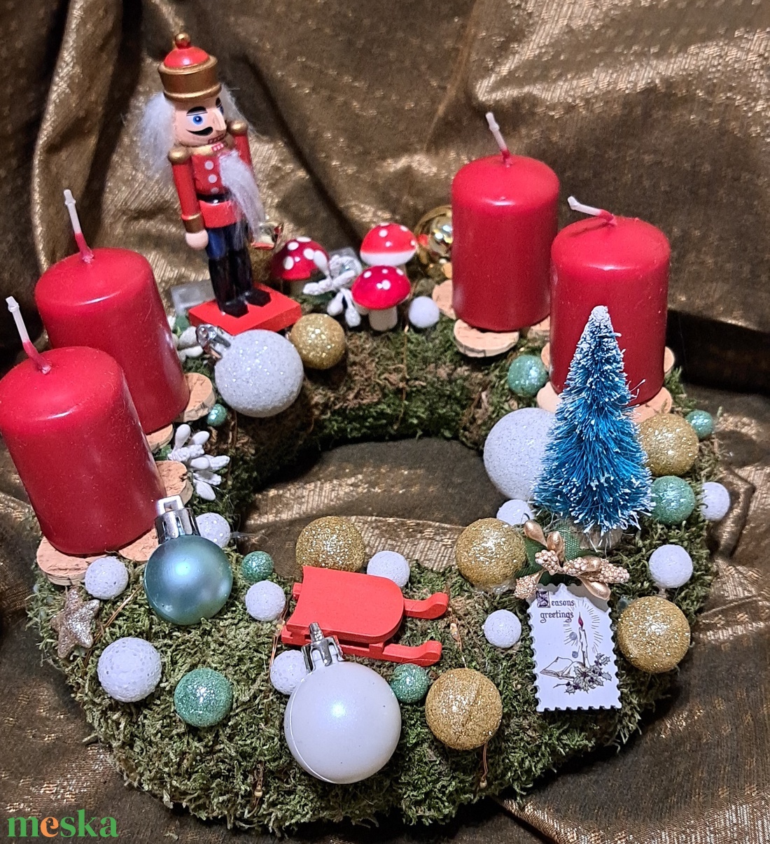 Adventi koszorú világítással - karácsony - adventi díszek - adventi koszorú - Meska.hu