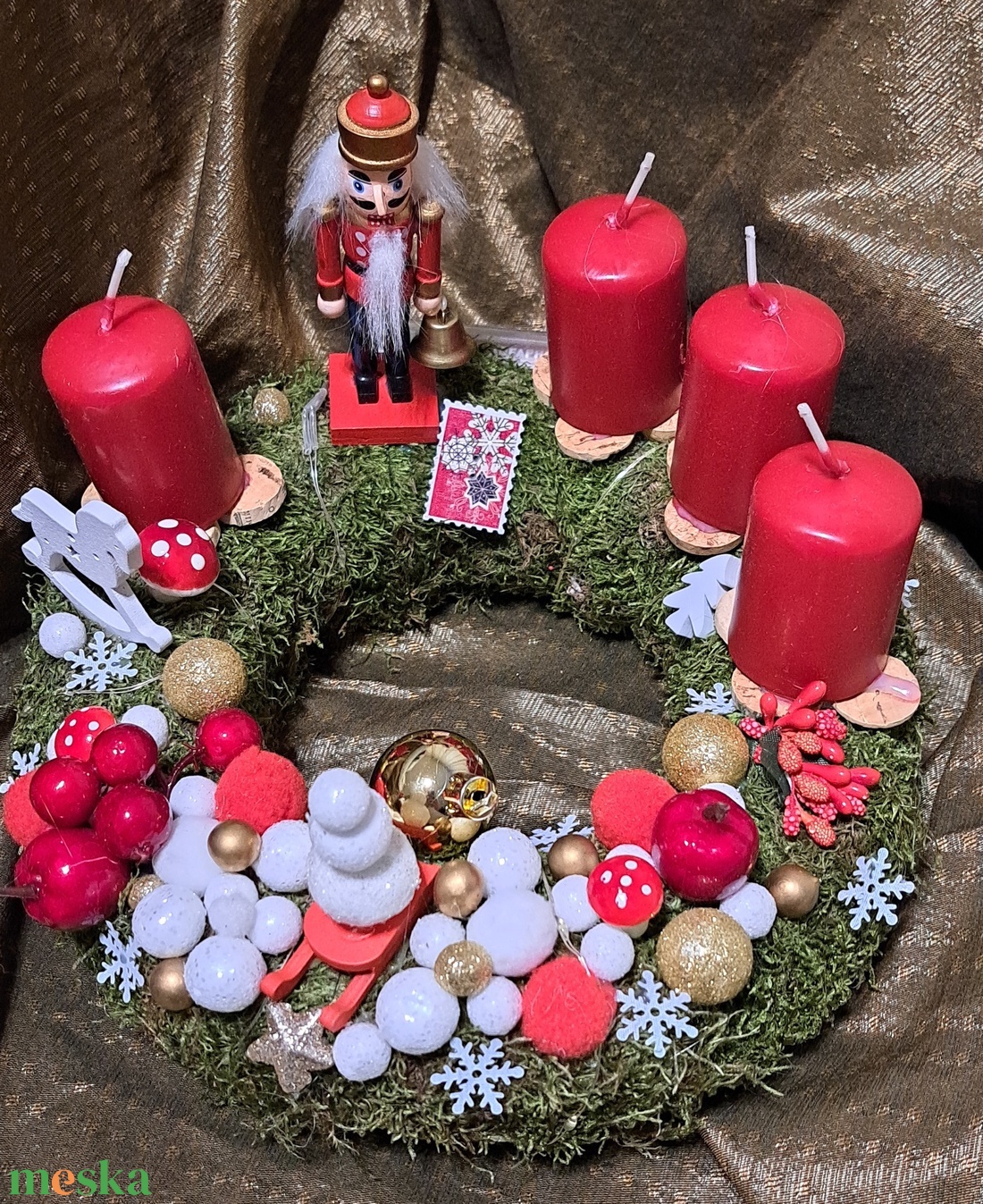 Adventi koszorú világítással - karácsony - adventi díszek - adventi koszorú - Meska.hu