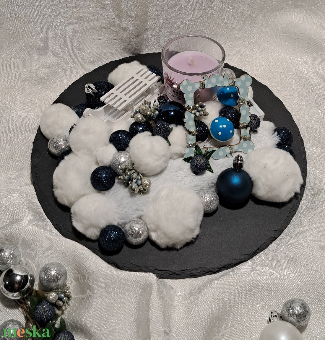 Karácsonyi asztali dísz világítással - karácsony - adventi díszek - adventi asztaldísz - Meska.hu