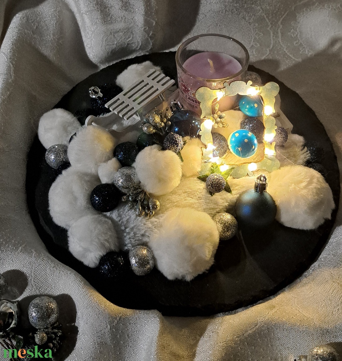 Karácsonyi asztali dísz világítással - karácsony - adventi díszek - adventi asztaldísz - Meska.hu