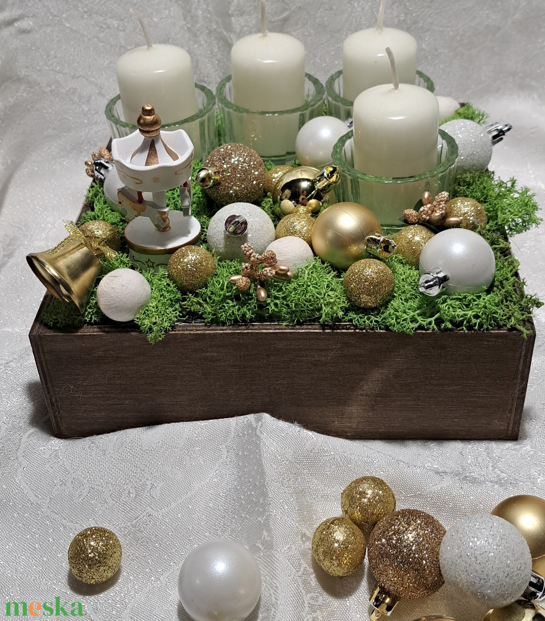 Karácsonyi asztali dísz - karácsony - adventi díszek - adventi asztaldísz - Meska.hu