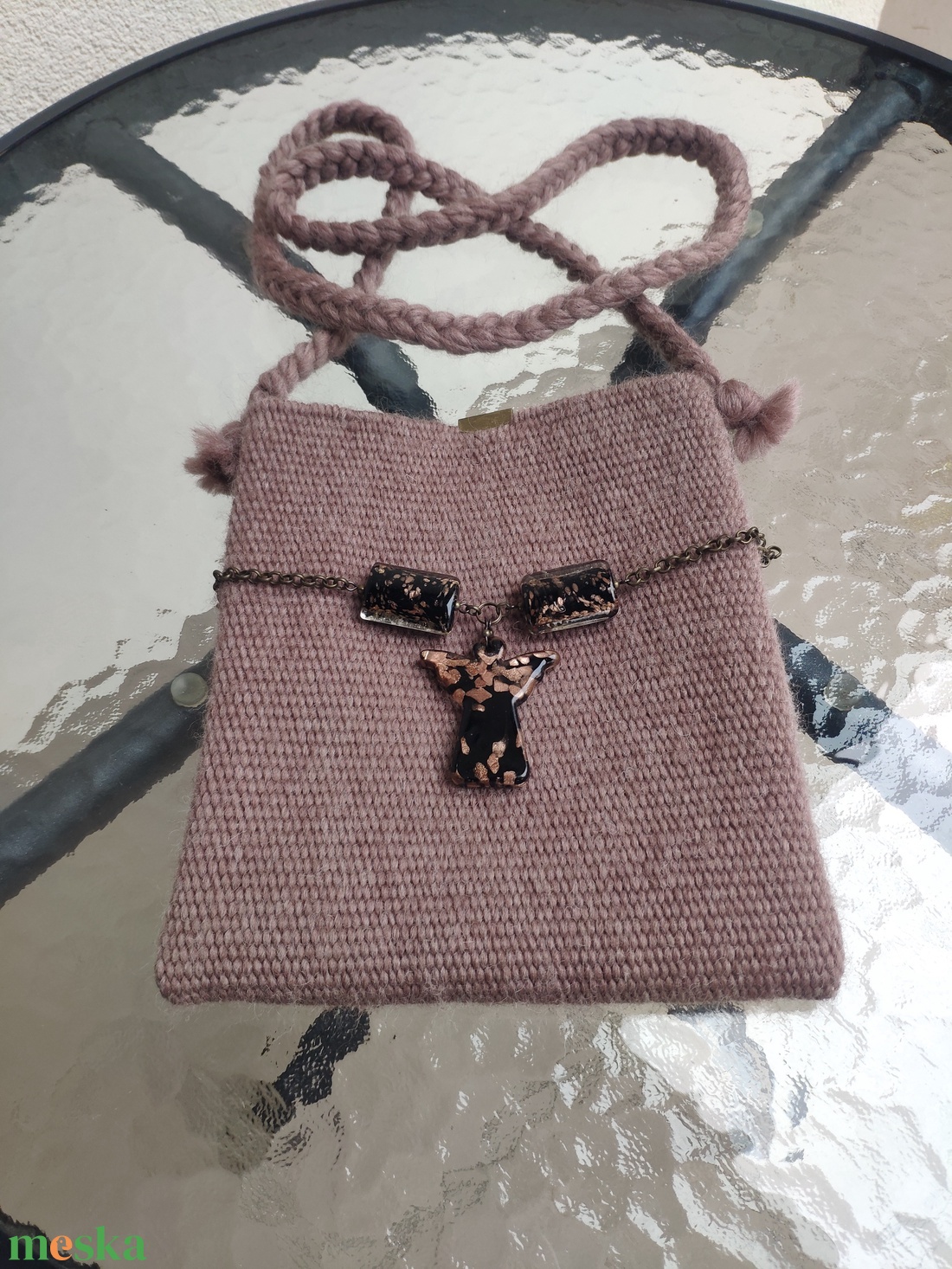 'Ó, ANGYAL!' ünnepi, téli, karácsonyi kistáska / kistarisznya AJÁNDÉK FÜLBEVALÓVAL - táska & tok - kézitáska & válltáska - tarisznya - Meska.hu