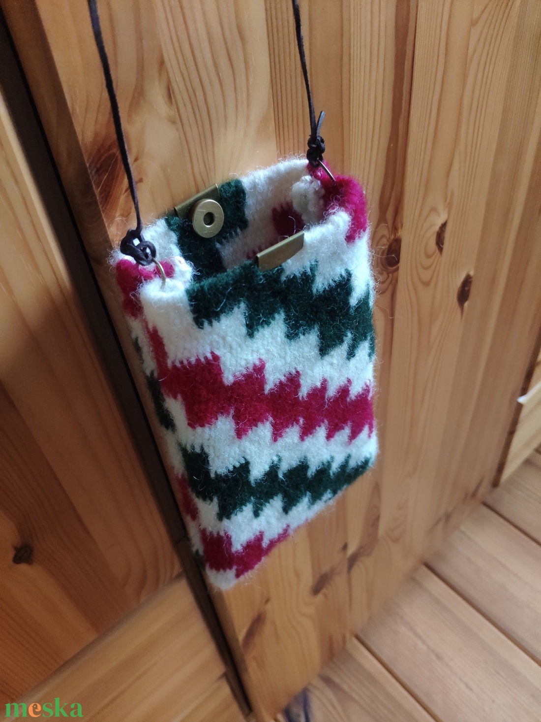 'KARACSUN' kézzel szőtt gyapjú tok/tartó/szütyő a magyarság színeiben - táska & tok - kézitáska & válltáska - tarisznya - Meska.hu