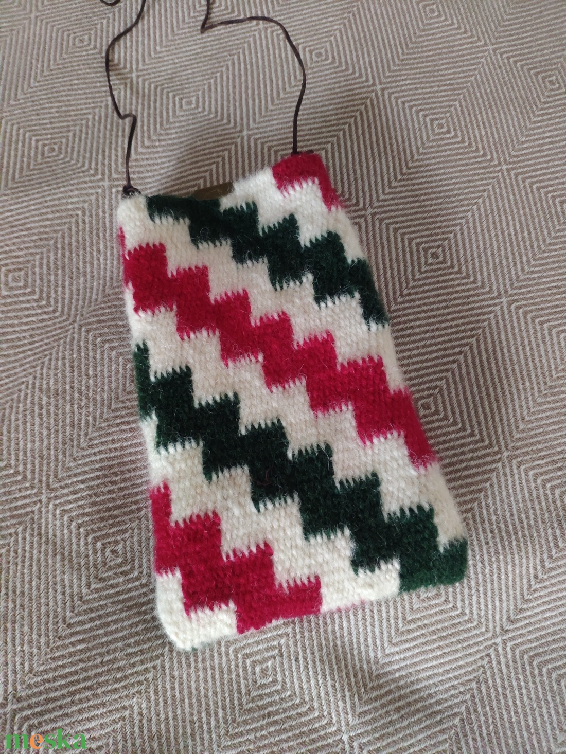 'KARACSUN' kézzel szőtt gyapjú tok/tartó/szütyő a magyarság színeiben - táska & tok - kézitáska & válltáska - tarisznya - Meska.hu