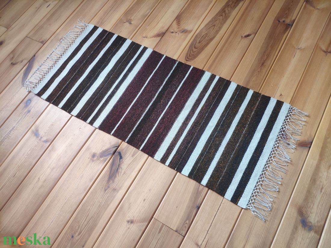 'DIÓ ÉS LEN' kézzel szőtt gyapjú-len szőnyeg / futó / terítő / dísz - otthon & életmód - lakástextil - szőnyeg - szövött szőnyeg - Meska.hu