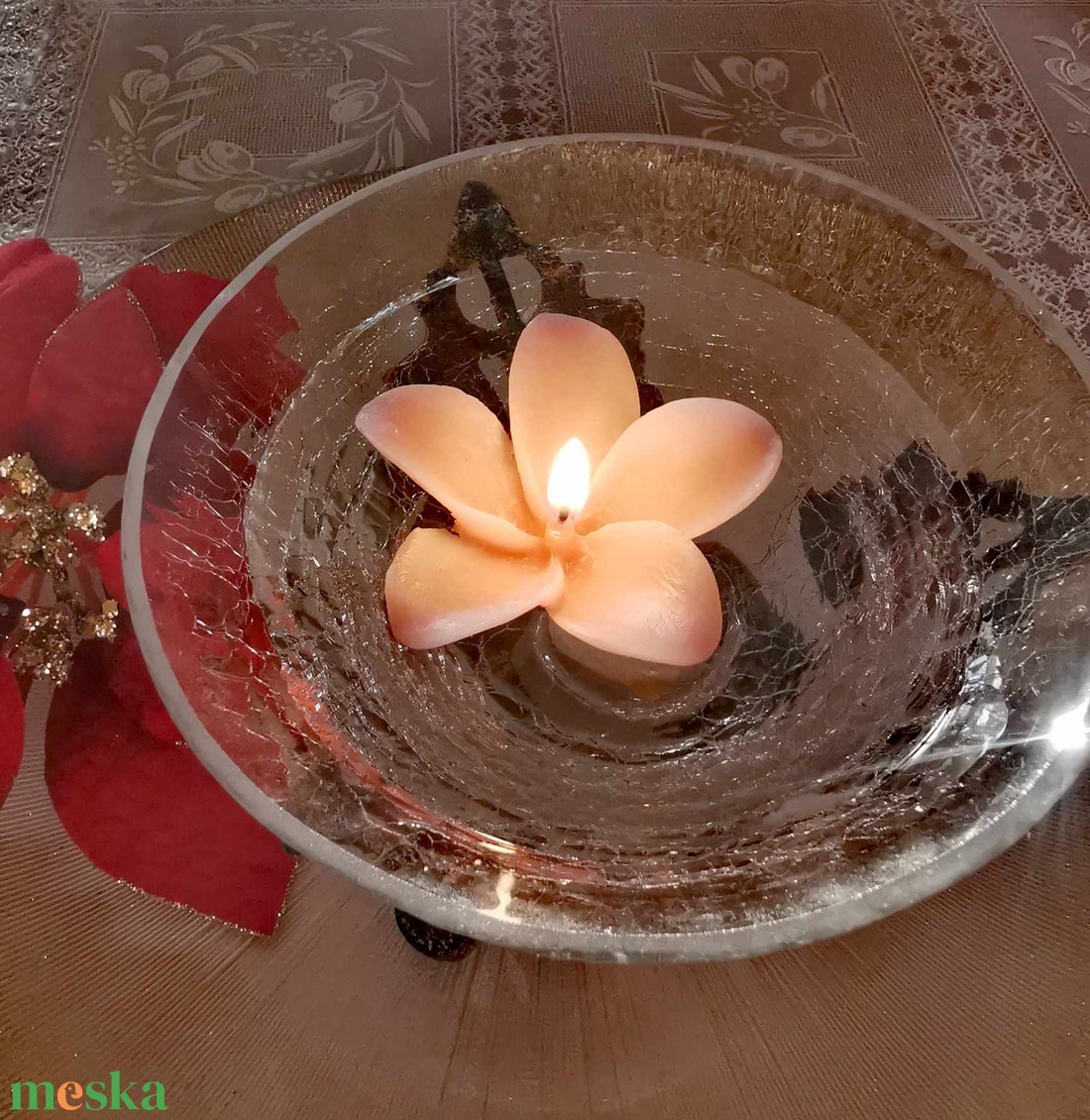 Liliom formájú úszógyertya, köszönőajándék - otthon & életmód - gyertya, illat, aroma - gyertya - Meska.hu