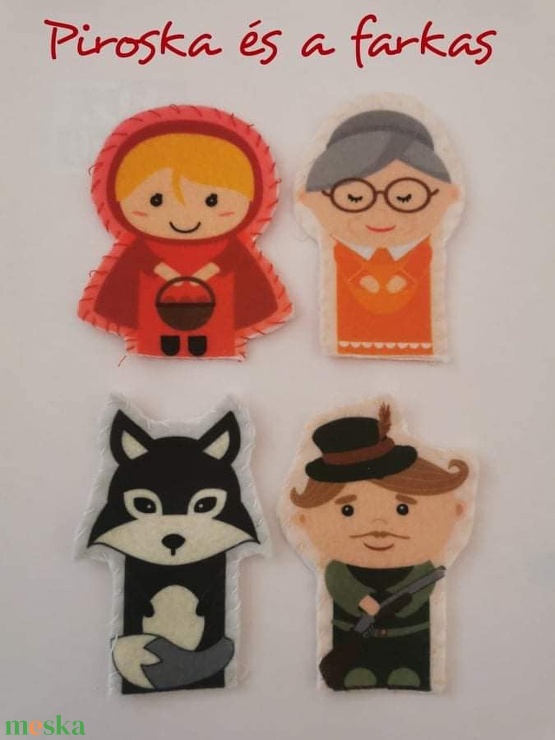 Ujjbáb csomag - Piroska és a farkas mese - játék & sport - bábok - ujjbáb - Meska.hu