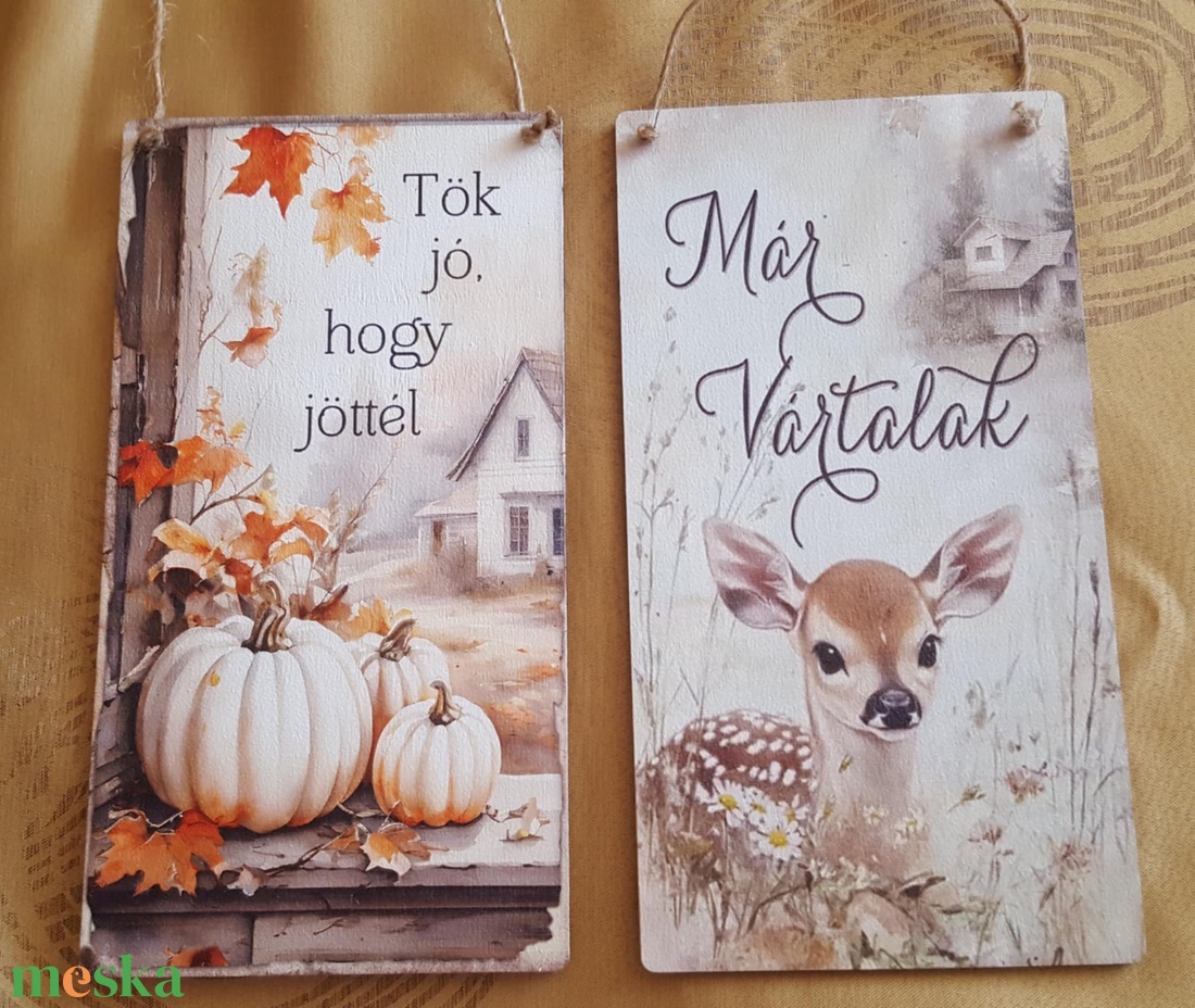 Tökös vagy őzikés őszi akasztható fa ajtó- vagy falidísz - otthon & életmód - dekoráció - ajtó- és ablak dekoráció - ajtódísz & kopogtató - Meska.hu