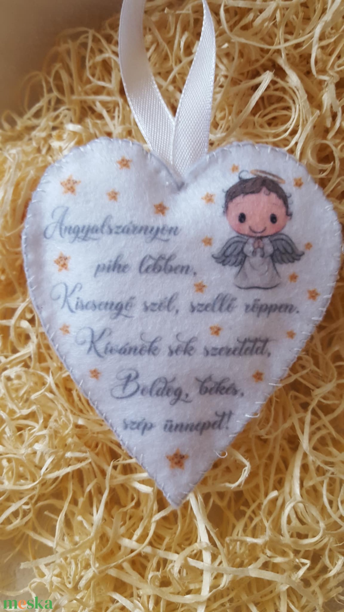 Szív alakú fiú angyalka idézettel barkácsfilcből - otthon & életmód - dekoráció - dísztárgy - Meska.hu