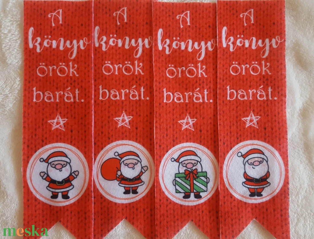Mikulás mintás könyvjelző barkácsfilcből - karácsony - mikulás - mikulás ajándékok - Meska.hu