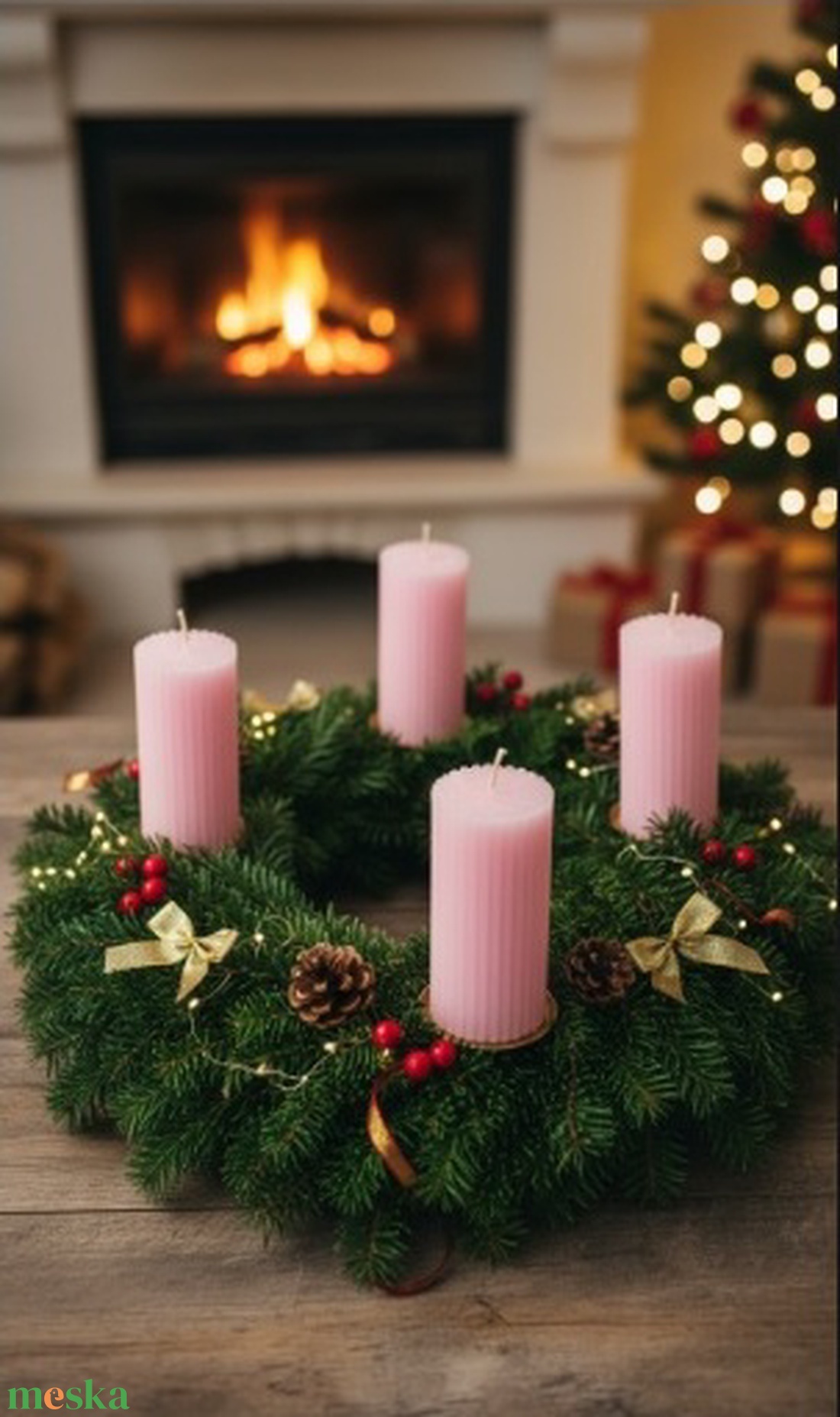 4db-os gyertya szett adventi koszorúra - kellékek & szerszámok - dekorációs kellékek - dekorációs gyertya - Meska.hu