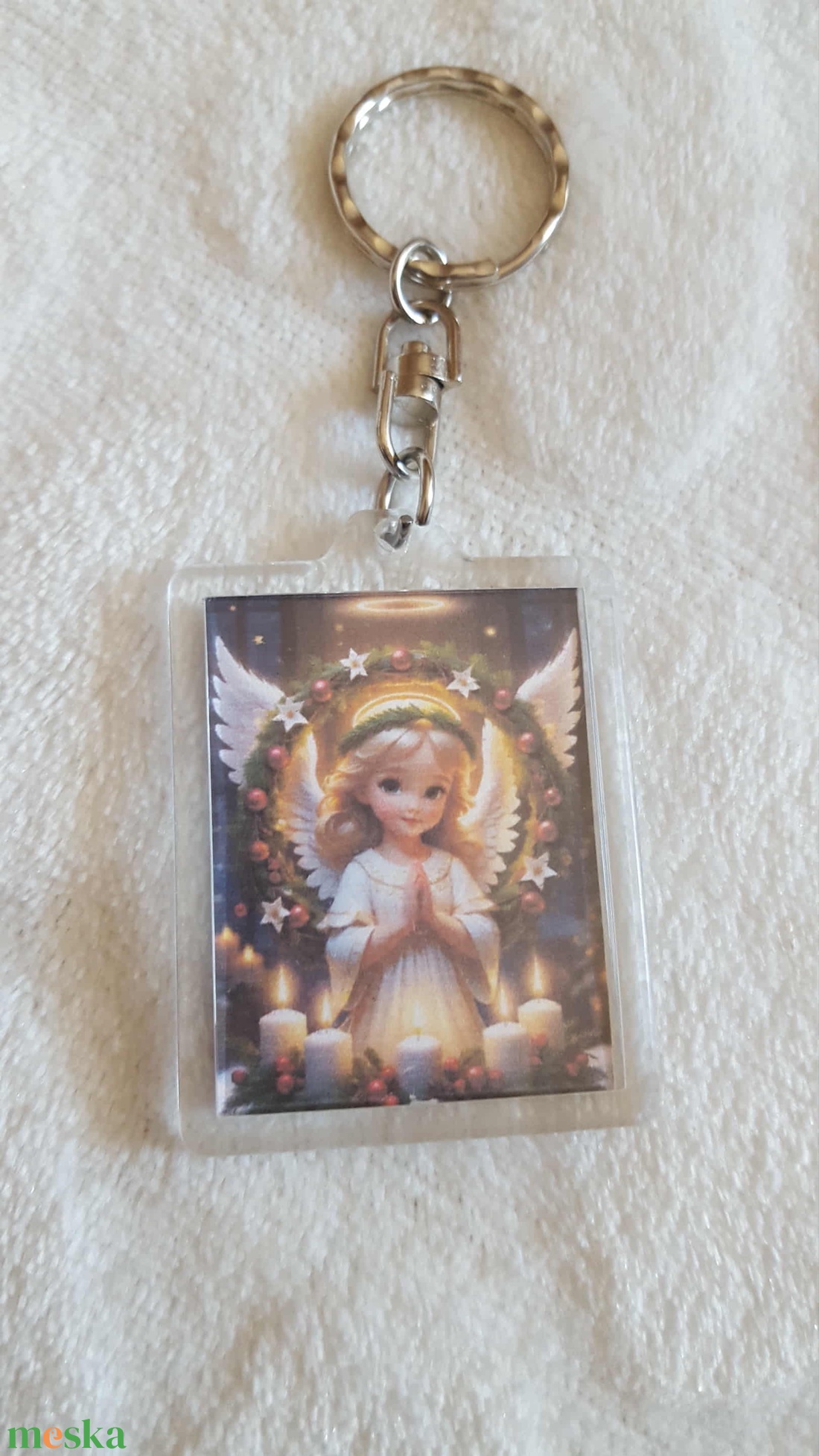 Karácsonyi angyalkás kulcstartó - karácsony - karácsonyi lakásdekoráció - karácsonyi lakásdíszek - Meska.hu