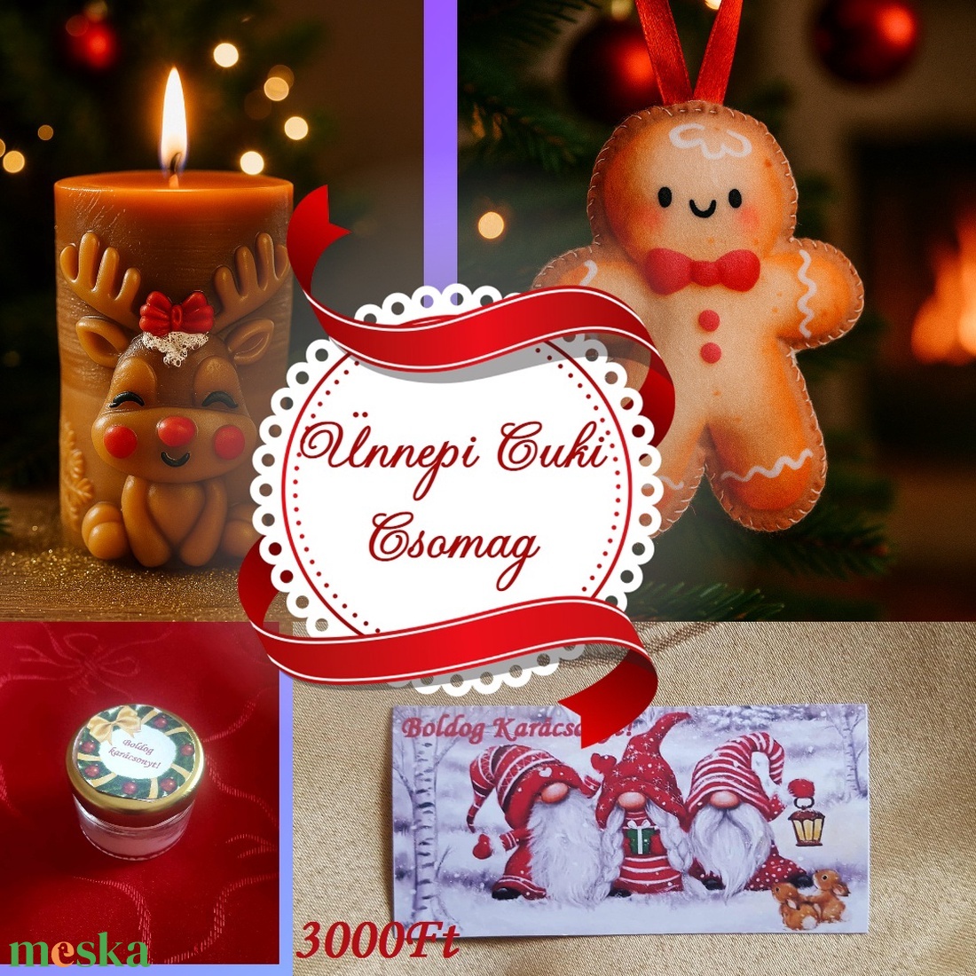 Ünnepi cuki ajándékcsomag - karácsony - karácsonyi lakásdekoráció - karácsonyi lakásdíszek - Meska.hu