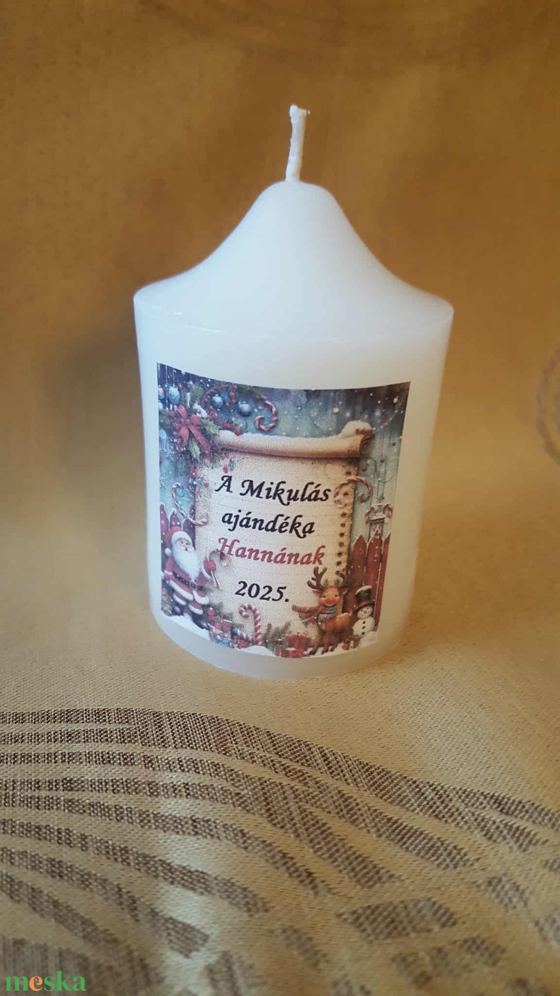 Mikulás gyertya hengeres vagy üveges kiszerelésben, névre szólóan - karácsony - mikulás - mikulás ajándékok - Meska.hu