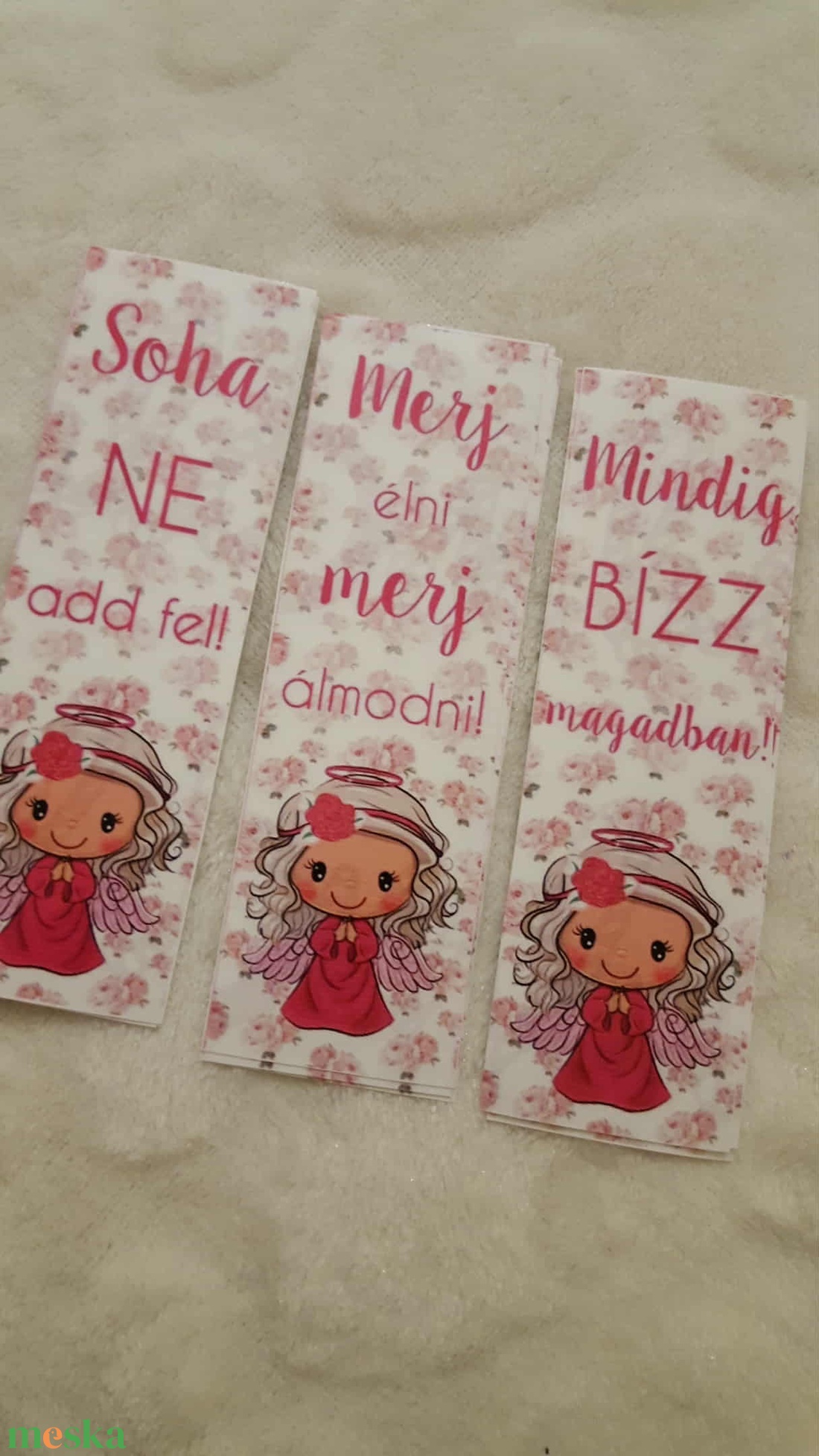 10db papír könyvjelző angyalka mintás - karácsony - karácsonyi ajándékozás - karácsonyi képeslap, üdvözlőlap, ajándékkísérő - Meska.hu