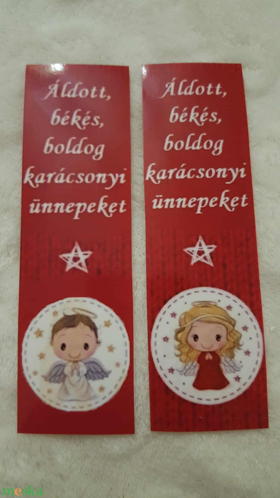 10db papír könyvjelző angyalka mintás - karácsony - karácsonyi ajándékozás - karácsonyi képeslap, üdvözlőlap, ajándékkísérő - Meska.hu