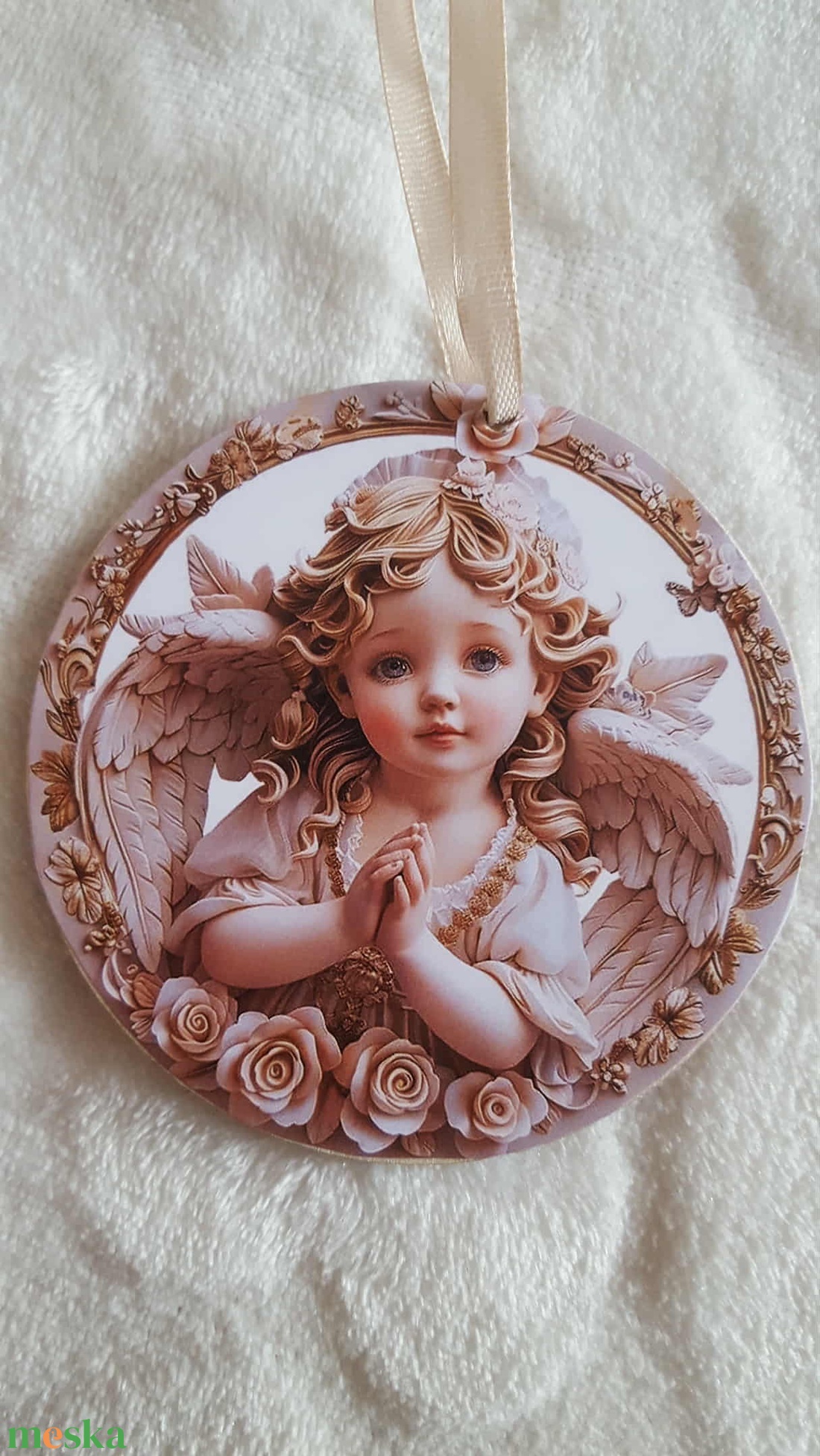 Angyalkás karácsonyfadísz - karácsony - karácsonyi lakásdekoráció - karácsonyfadíszek - Meska.hu