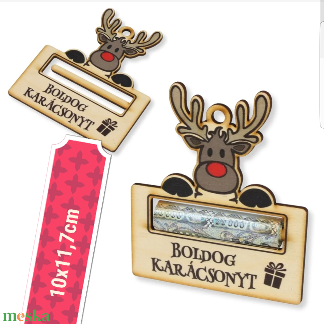 Rénszarvas pénzátadó és karácsonyfadísz  - karácsony - karácsonyi ajándékozás - karácsonyi ajándékcsomagolás - Meska.hu