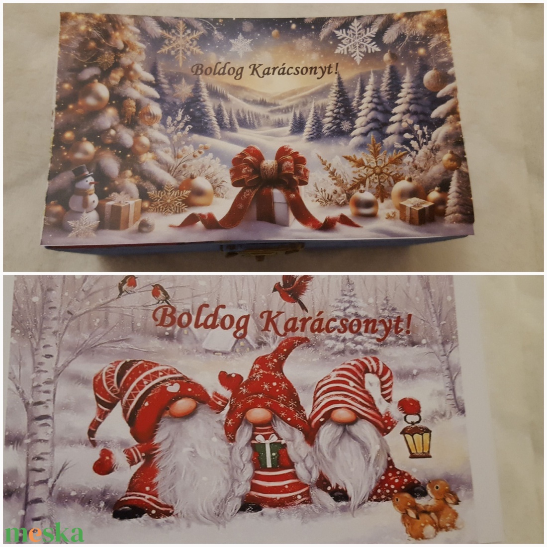 Karácsonyi pénzátadó, emlékőrző fa doboz - otthon & életmód - papír, írószer - ajándékozás kellékei - pénzátadó doboz - Meska.hu