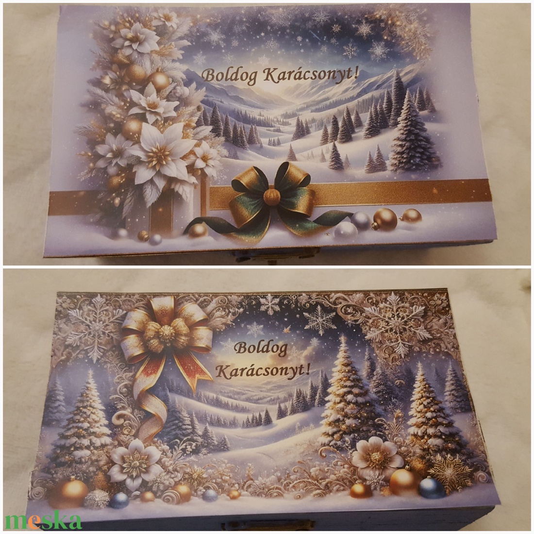 Karácsonyi pénzátadó, emlékőrző fa doboz - otthon & életmód - papír, írószer - ajándékozás kellékei - pénzátadó doboz - Meska.hu