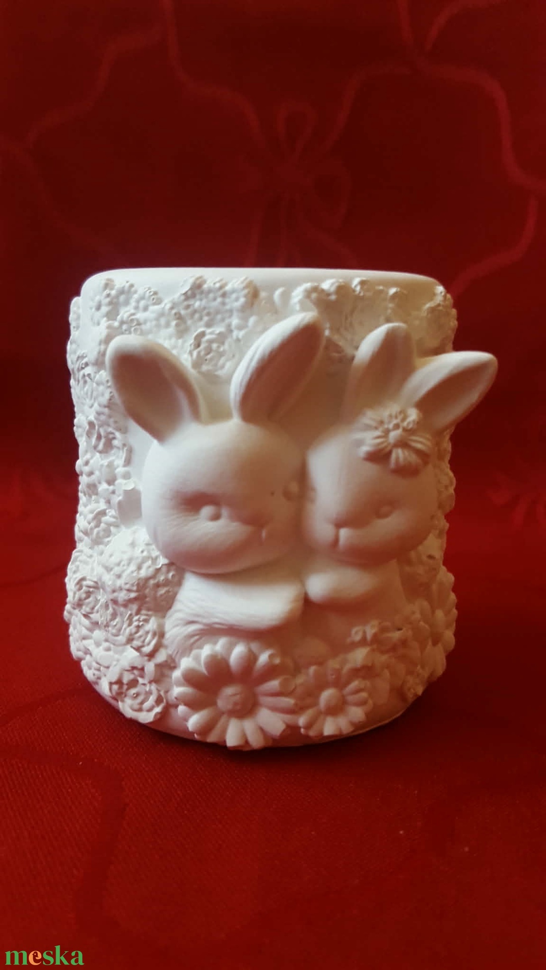 Nyuszi kaspó, tároló gipsz natúr alap, vagy festett kaspó - otthon & életmód - dekoráció - Meska.hu