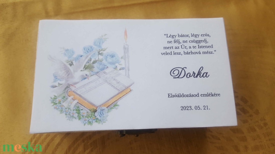 Elsőáldozás, keresztelő pénzátadó emlékőrző doboz - otthon & életmód - papír, írószer - ajándékozás kellékei - pénzátadó doboz - Meska.hu