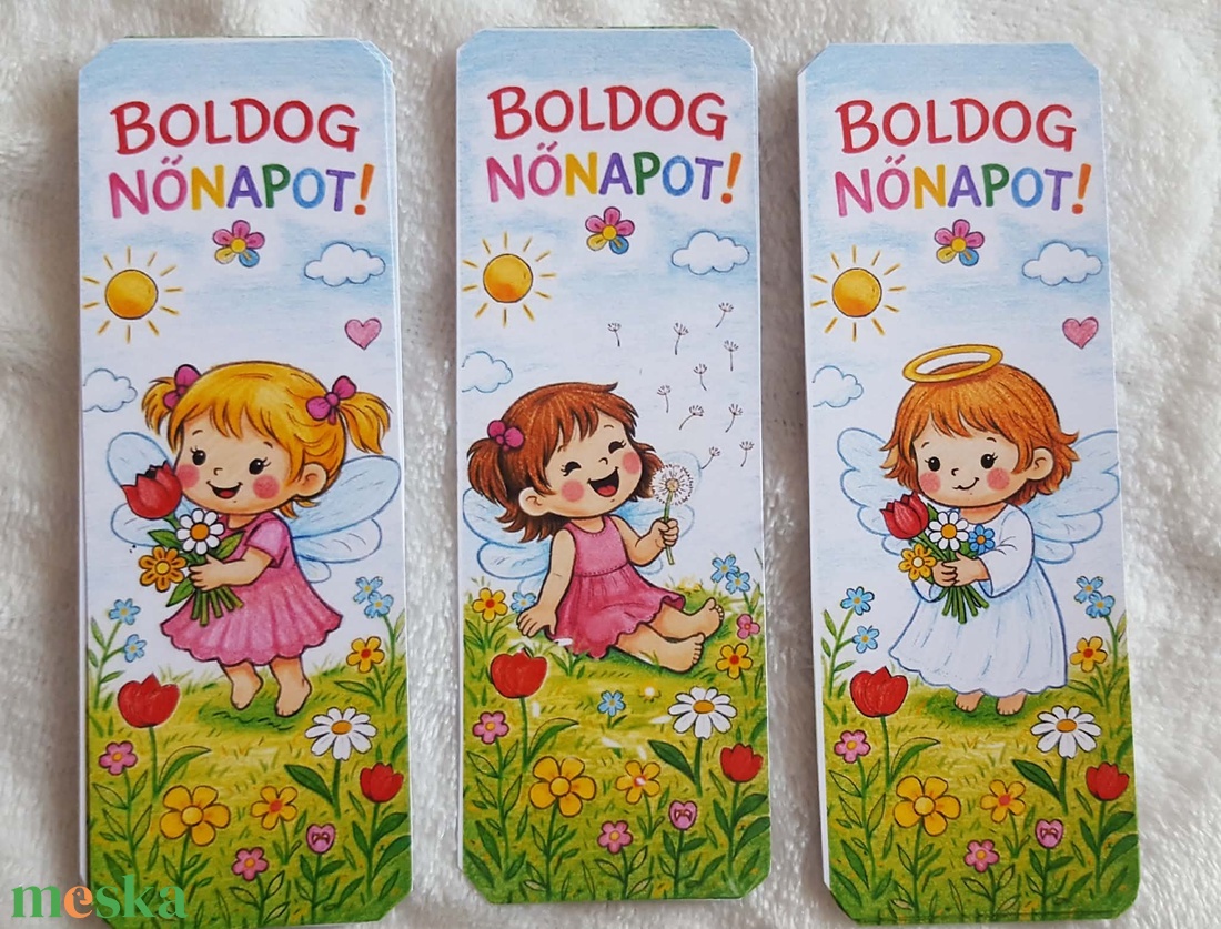 10db-os Boldog nőnapot mágneses könyvjelző kislányoknak - otthon & életmód - dekoráció - dísztárgy - Meska.hu