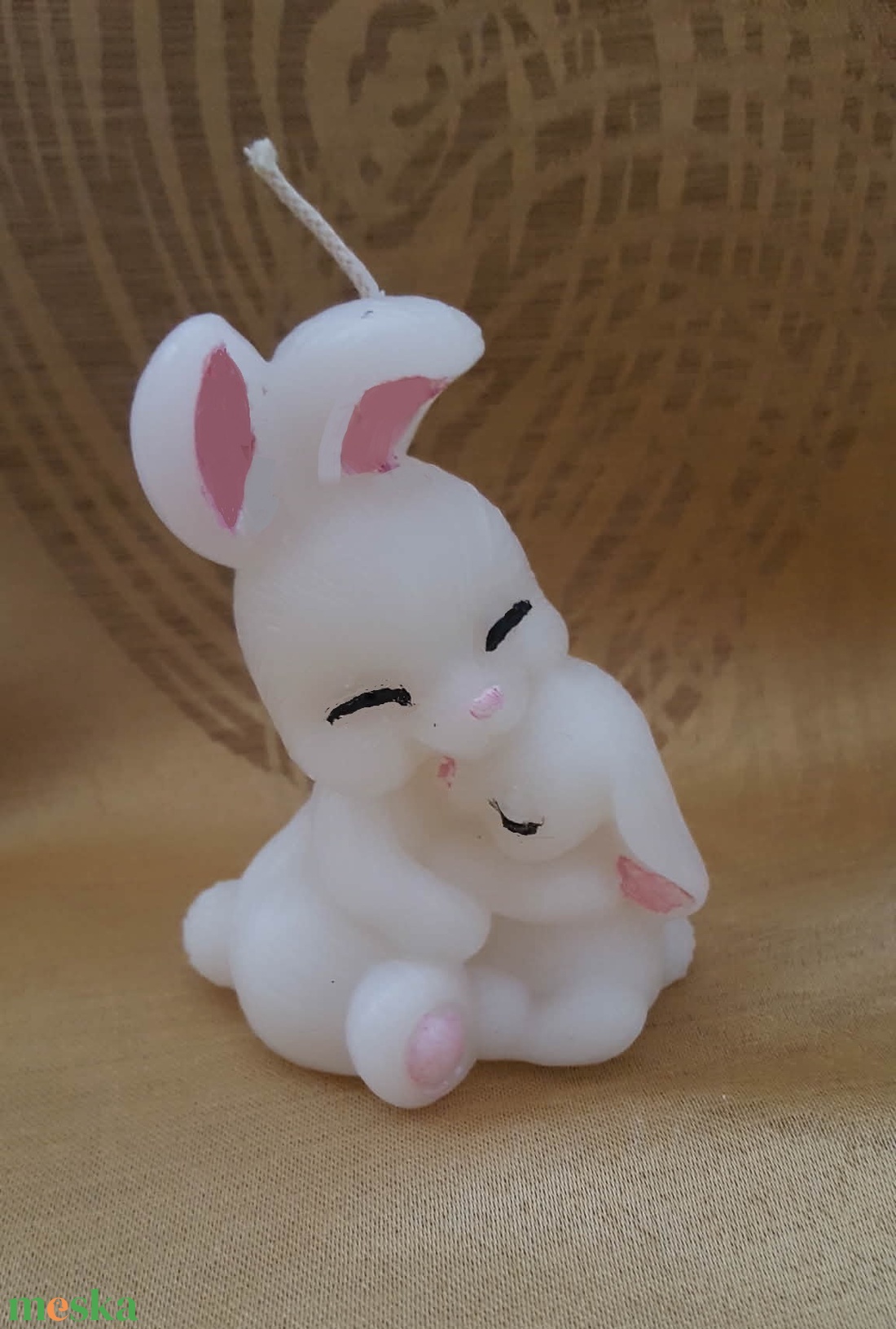 Nyuszi gyermekével gyertya - kellékek & szerszámok - dekorációs kellékek - dekorációs gyertya - Meska.hu