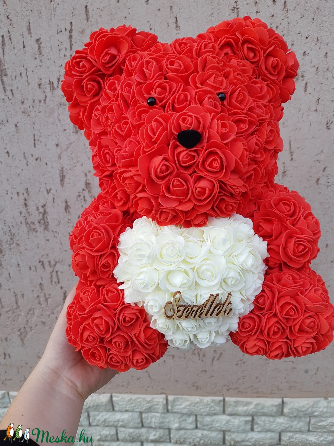 35cm piros rózsa maci - - Meska.hu 35cm piros rózsa maci - - Meska.hu