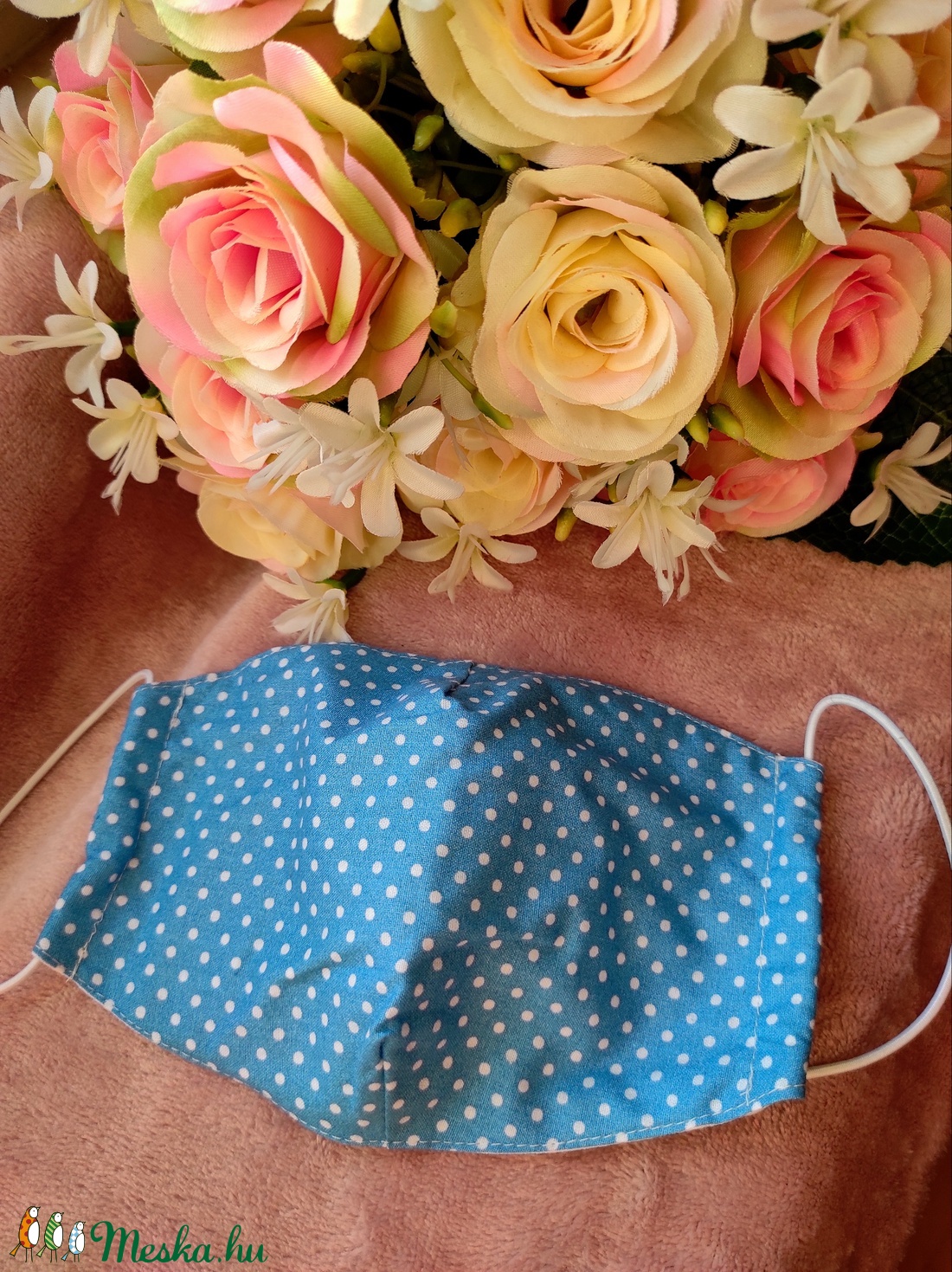 Kék pöttyös textil maszk - - Meska.hu Kék pöttyös textil maszk - - Meska.hu
