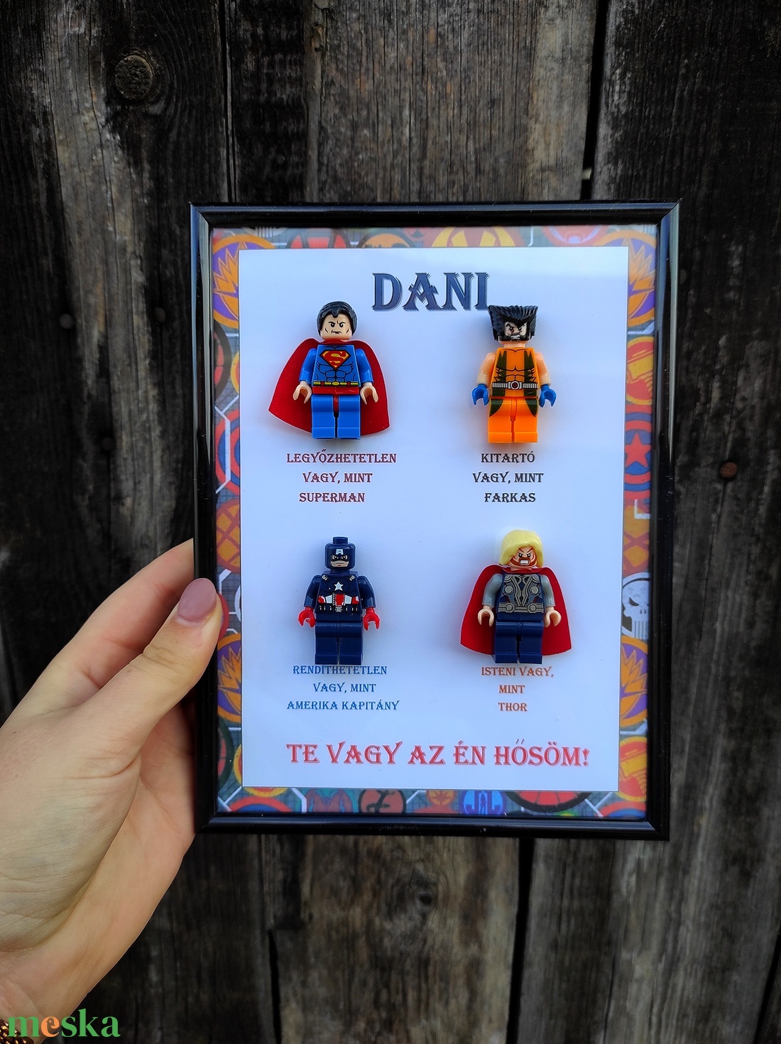 Egyedi neves te vagy az én hősöm lego 3d kép - karácsony - mikulás - mikulás ajándékok - Meska.hu