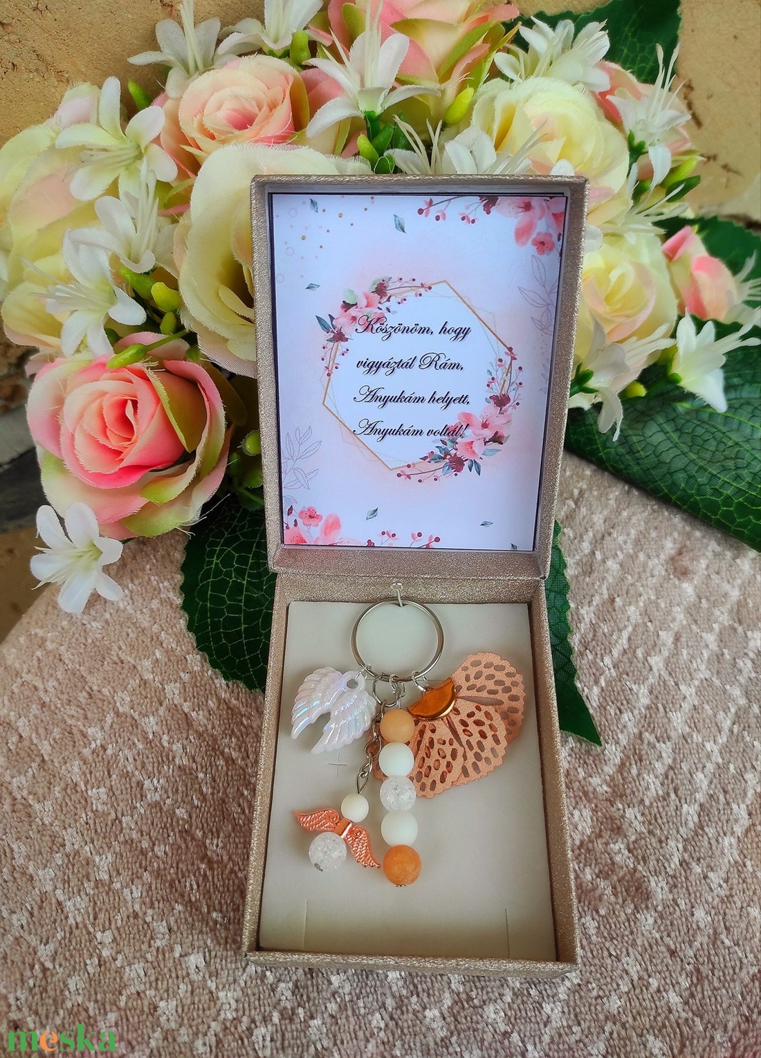 Angyalos rose gold kulcstartó óvónéniknek, dadusnak, osztályfőnök, bölcsisnéni - táska & tok - kulcstartó & táskadísz - kulcstartó - Meska.hu