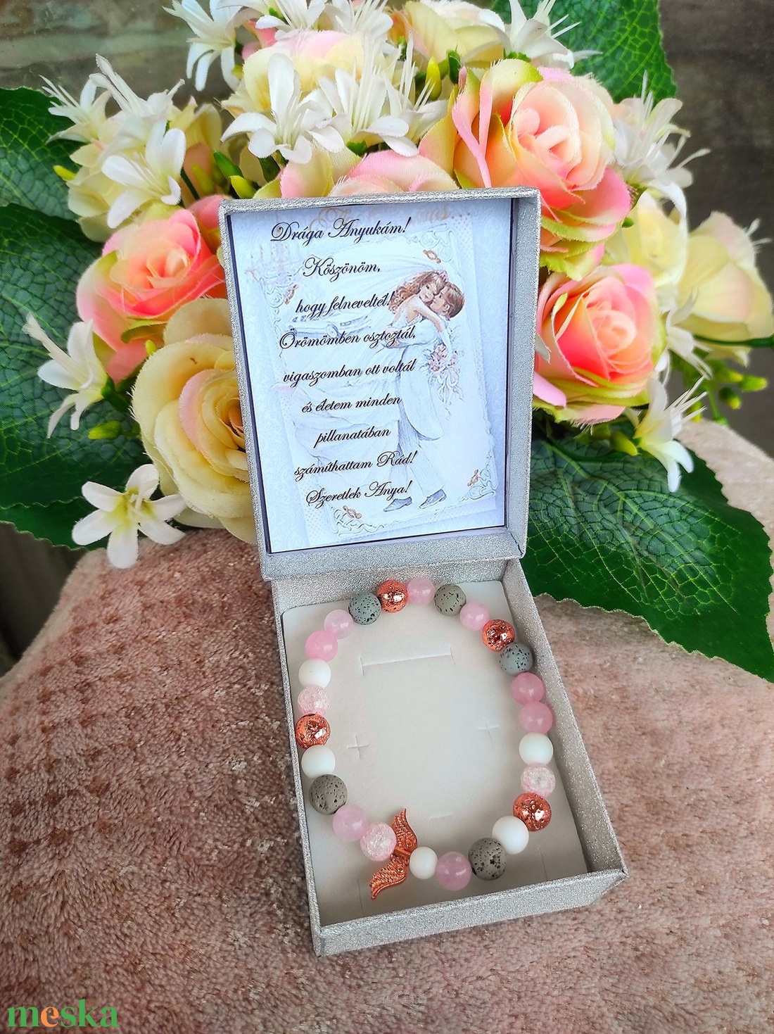 Rose gold angyalos örömanya karkötő - esküvő - emlék & ajándék - szülőköszöntő ajándék - Meska.hu