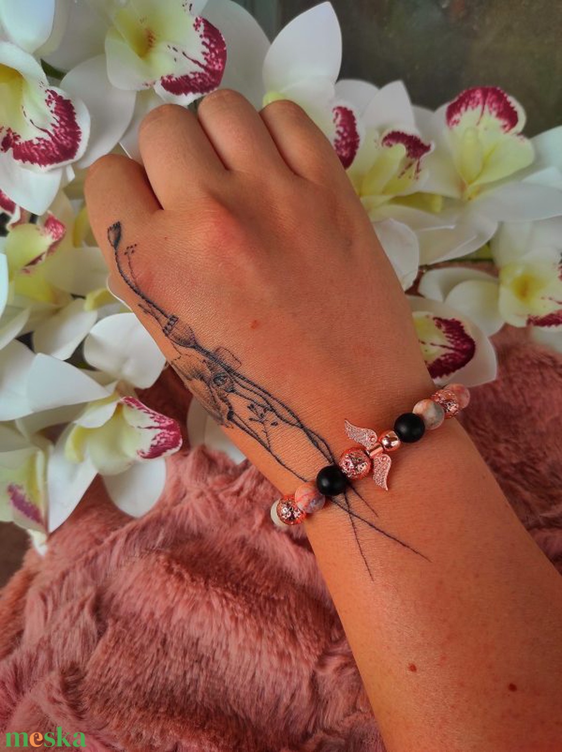 Rose gold angyal karkötő - ékszer - karkötő - ásványkarkötő - Meska.hu