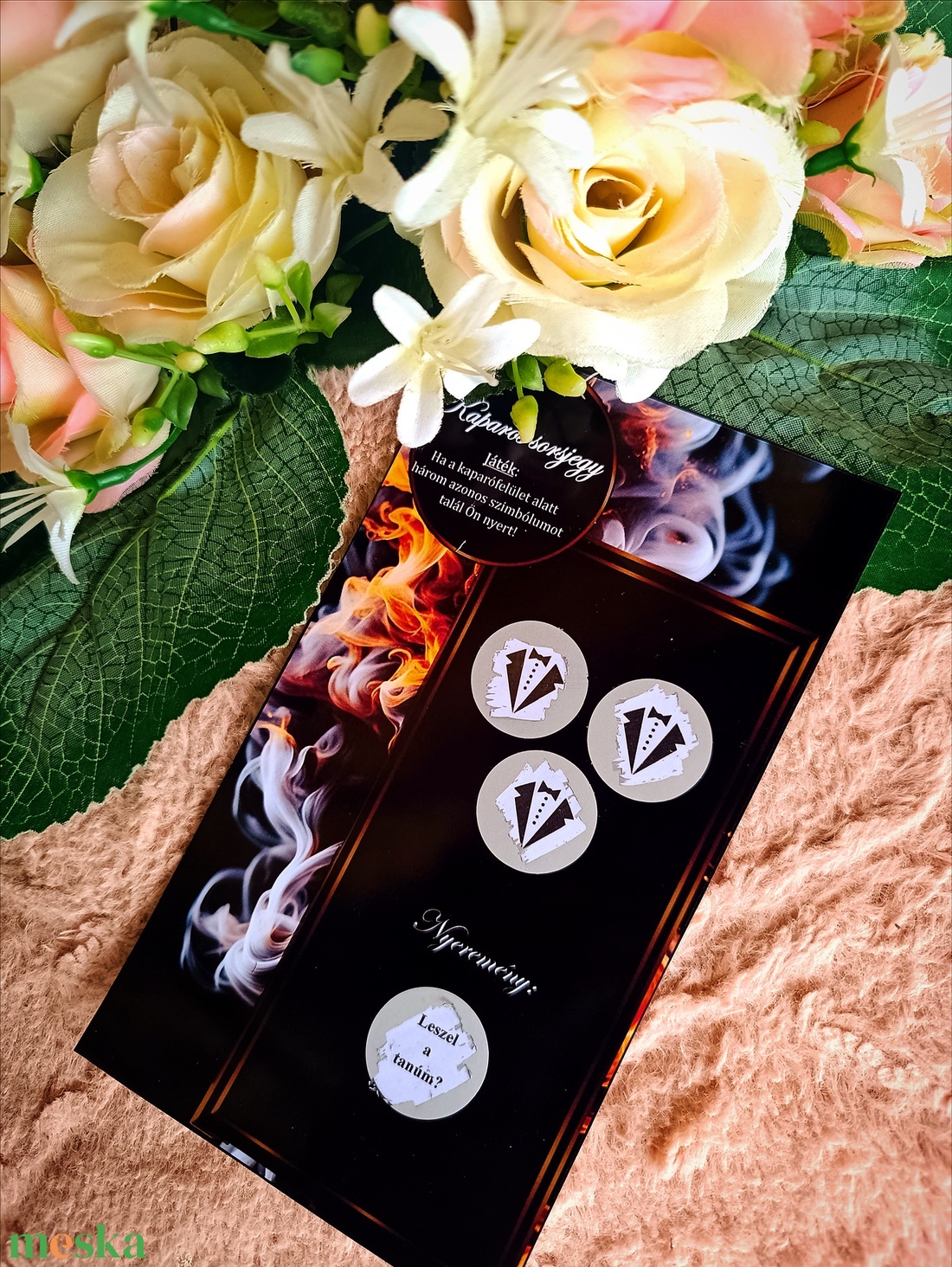 Tanúfelkérő ajándék kaparós sorsjegy fekete márvány - esküvő - meghívó & kártya - tanú felkérő - Meska.hu