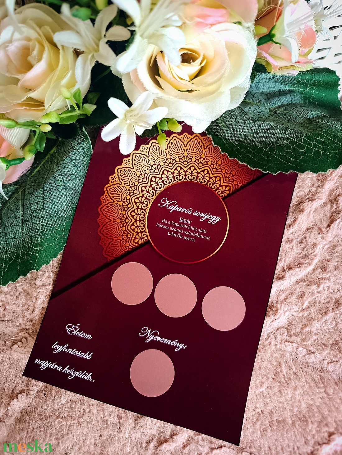 Tanúfelkérő ajándék kaparós sorsjegy bordó - esküvő - meghívó & kártya - tanú felkérő - Meska.hu