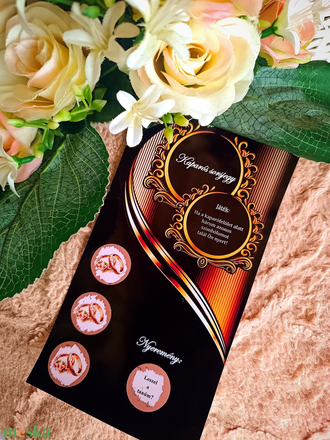 Tanúfelkérő ajándék kaparós sorsjegy fekete rose - esküvő - meghívó & kártya - tanú felkérő - Meska.hu