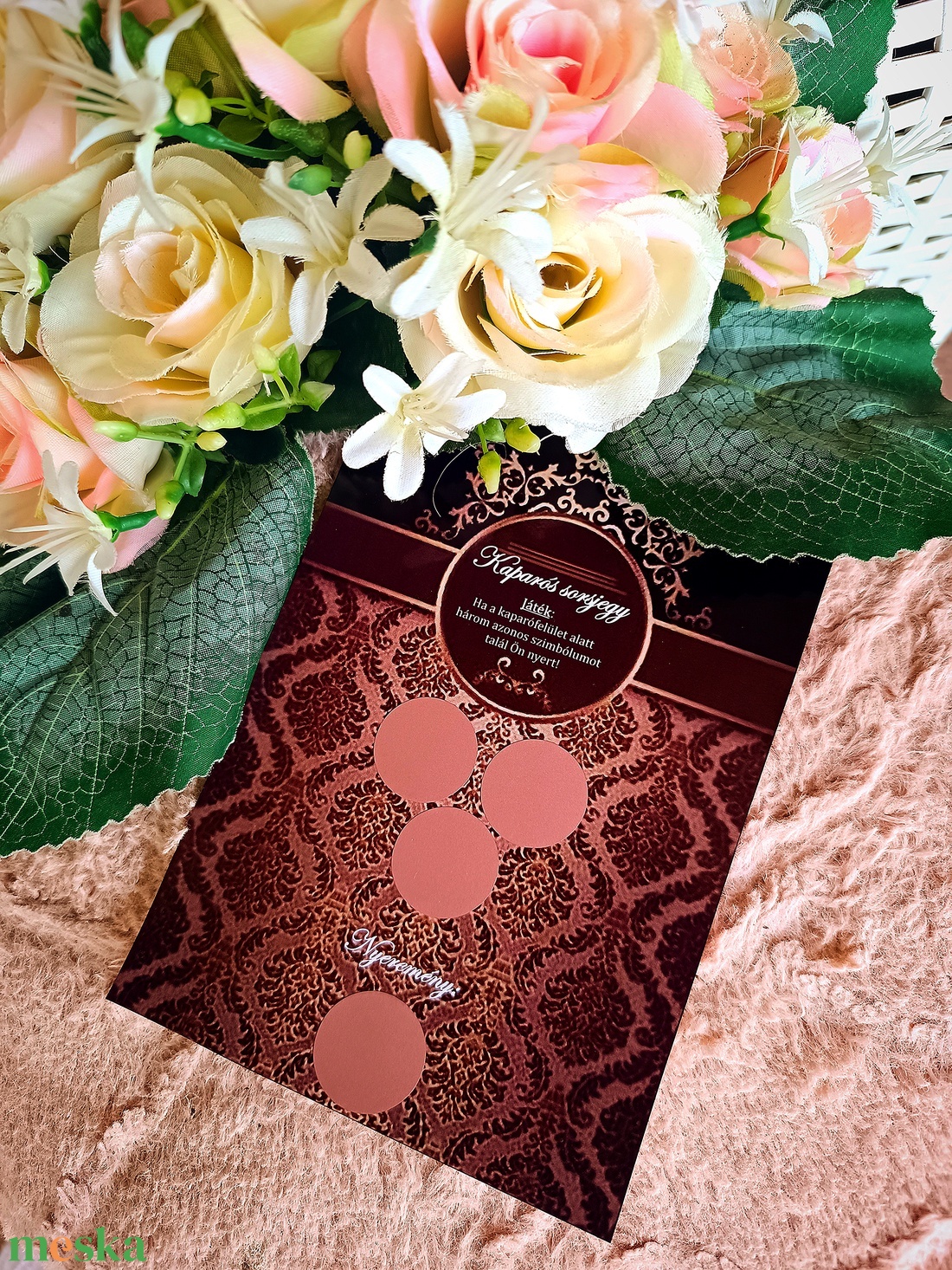 Nyugdíjba vonulás ajándék kaparós sorsjegy barna - karácsony - karácsonyi ajándékozás - karácsonyi képeslap, üdvözlőlap, ajándékkísérő - Meska.hu