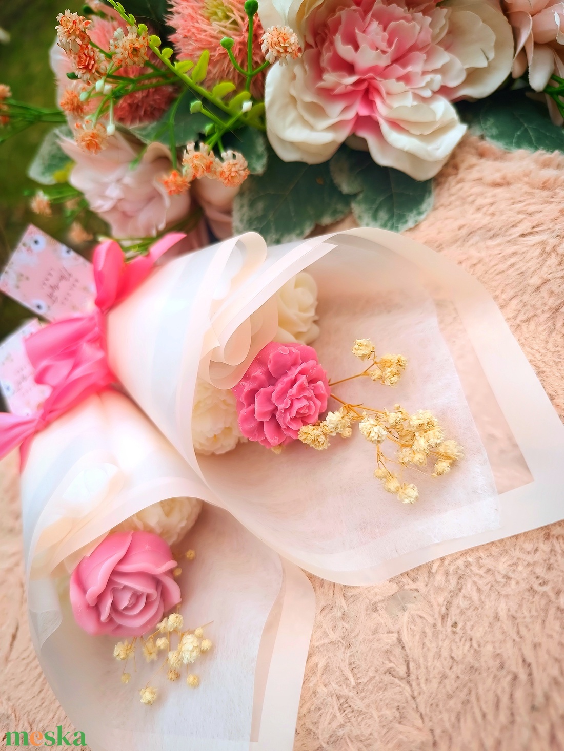 Nőnapi ajándék szójaviasz csokor 3darabos - otthon & életmód - gyertya, illat, aroma - illatviasz - Meska.hu