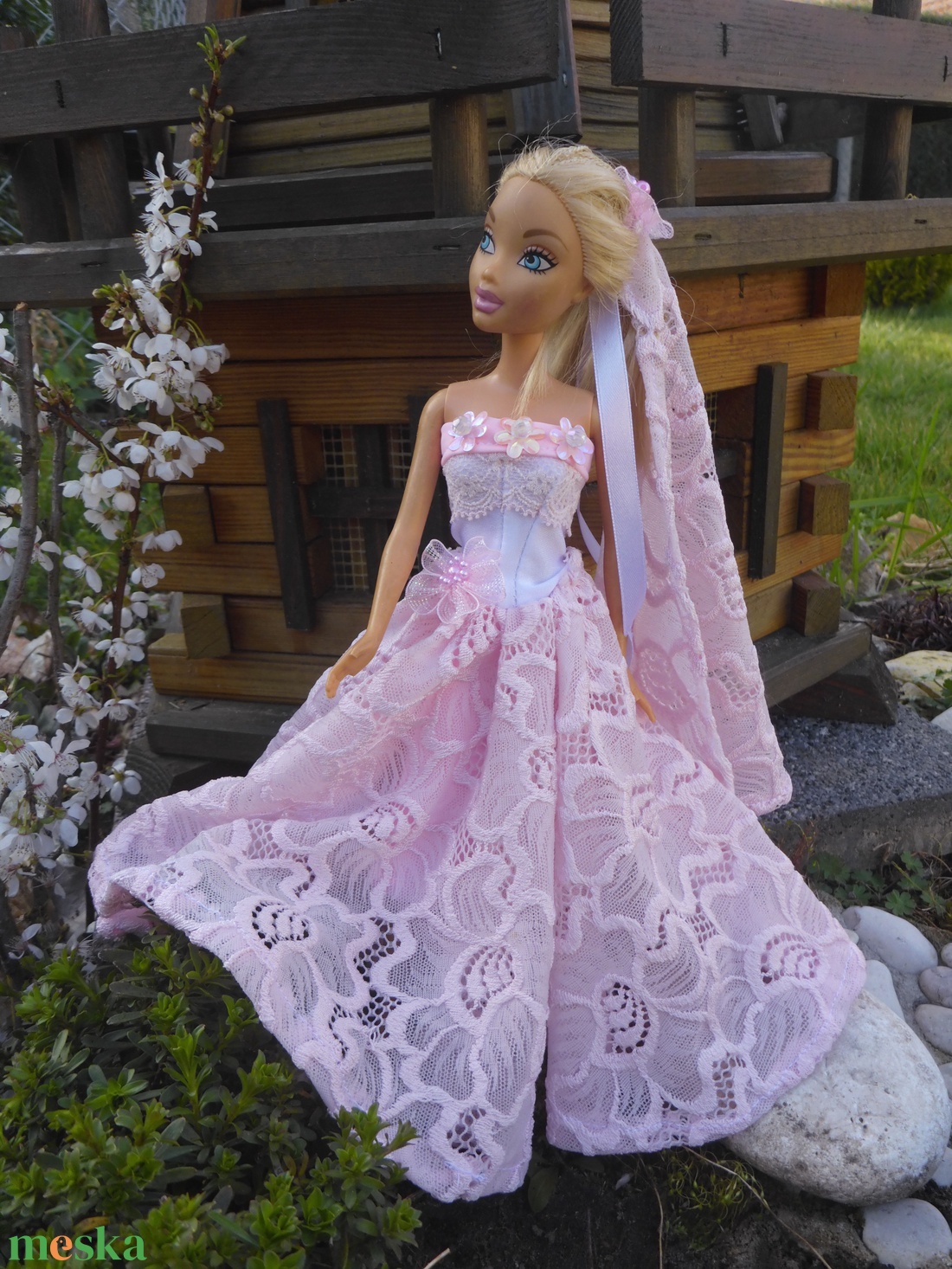 Mennyasszonyi ruha (1.) Barbie típusú babákra. Új.  - játék & sport - baba & babaház - babaruha, babakellék - Meska.hu