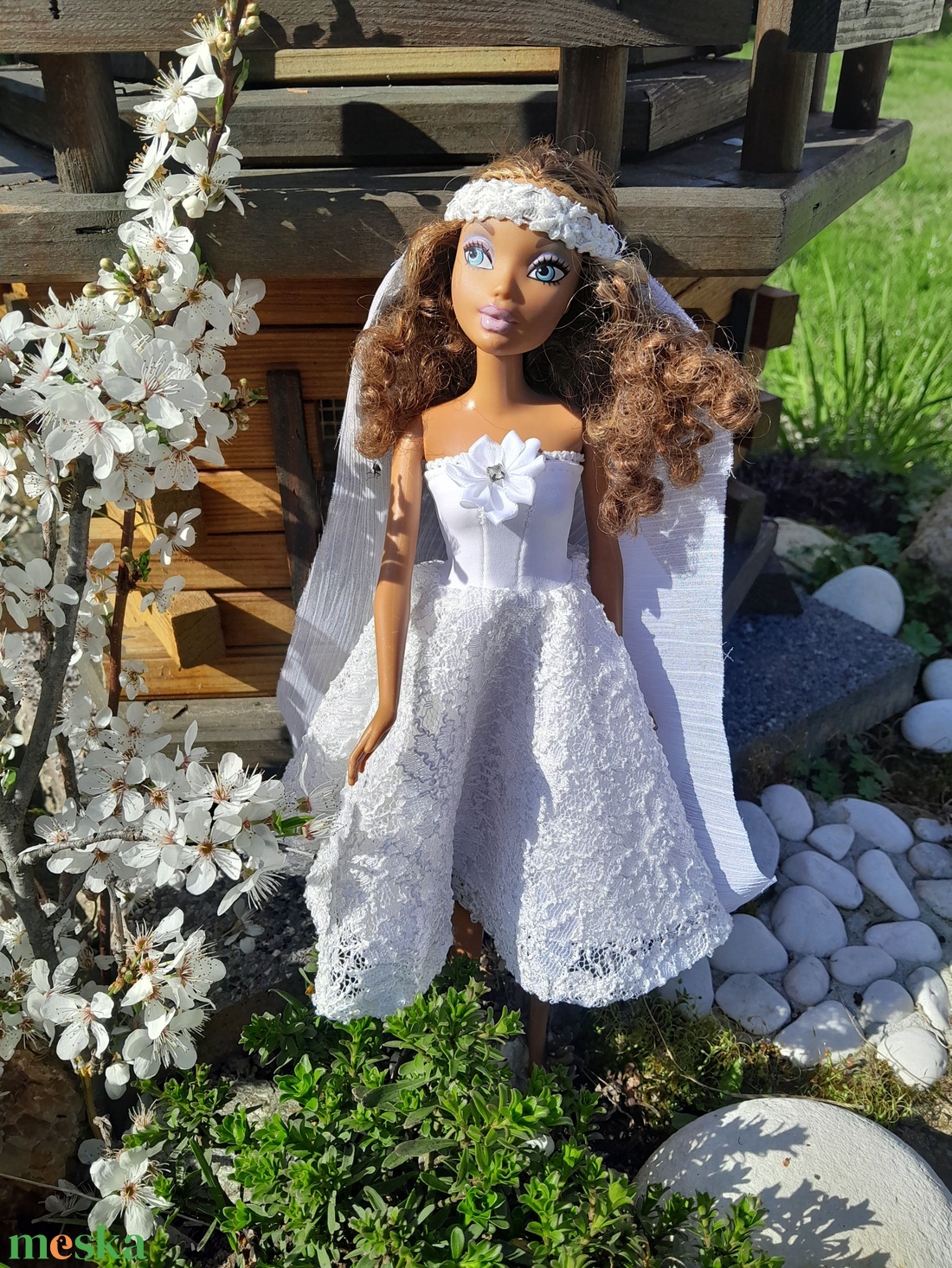 Mennyasszonyi ruha (2.) Barbie típusú babákra. Új.  - játék & sport - baba & babaház - babaruha, babakellék - Meska.hu